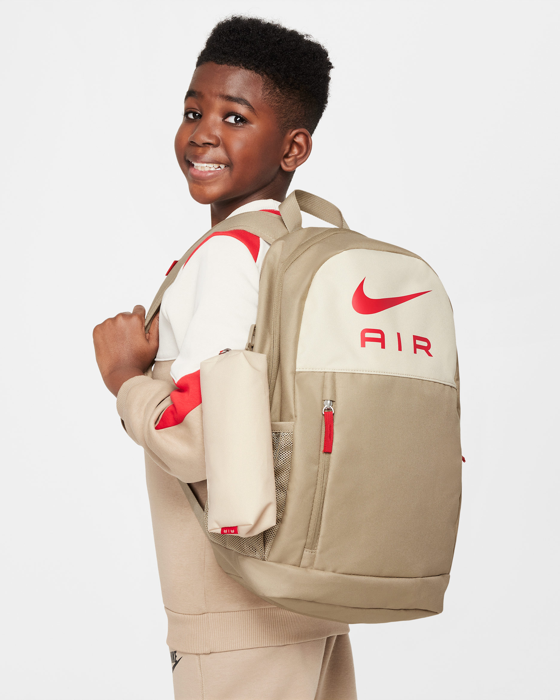 Nike Kids' Backpack (20L) - Khaki/Sand Drift/University Red
