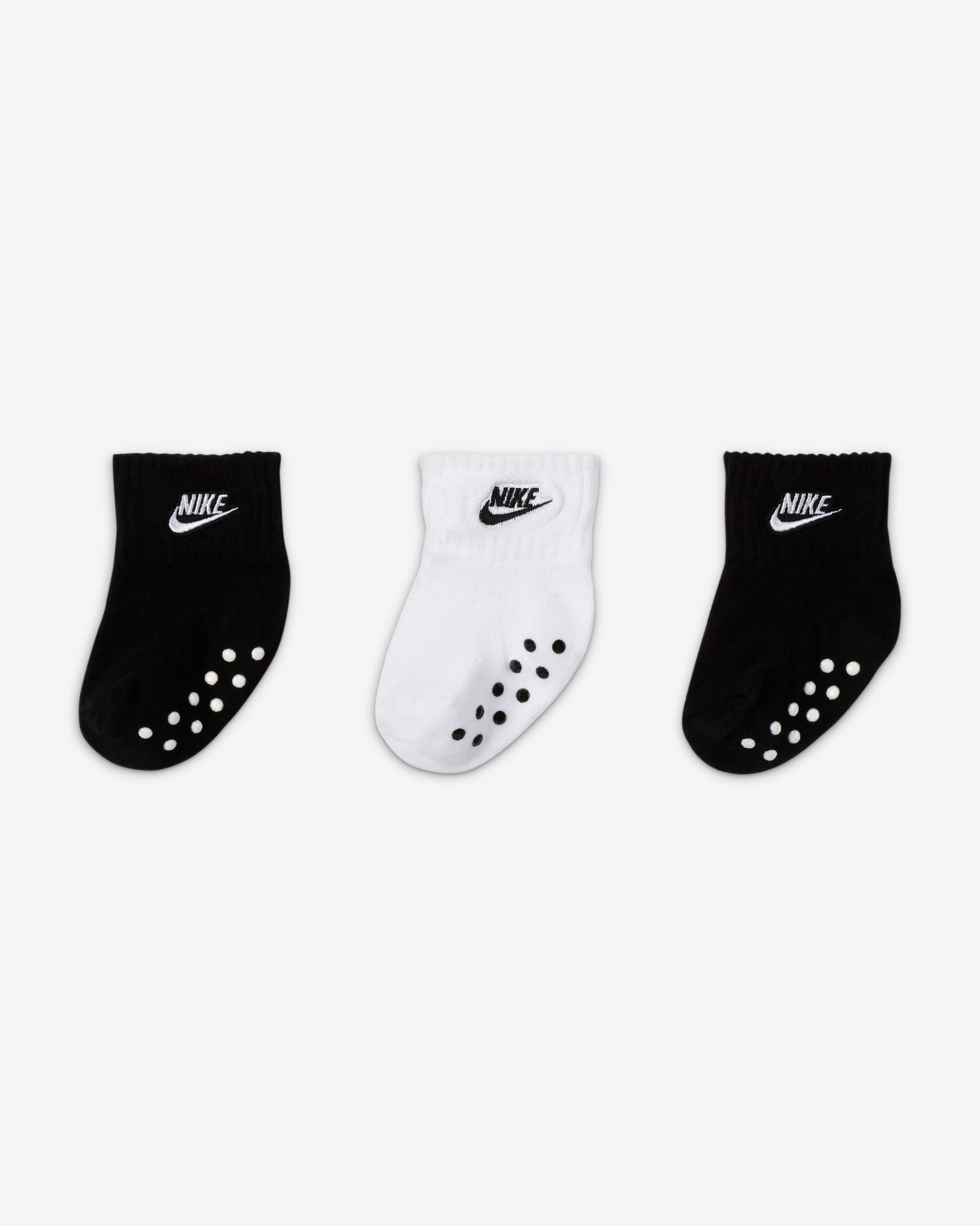 Calze alla caviglia con motivo gripper Nike (3 paia) - Bebè (6-12 mesi) - Multicolore/Nero/Bianco