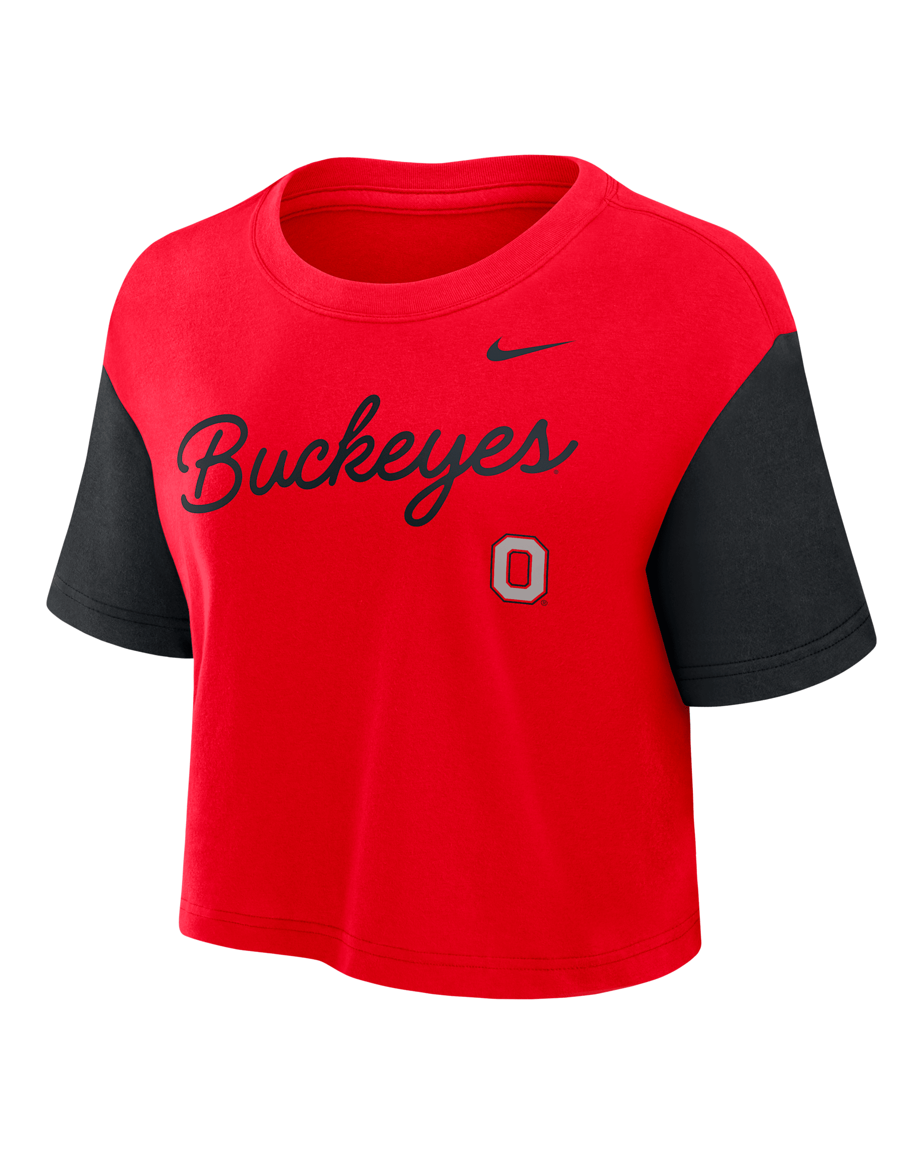 Ohio State Script Women's Nike Dri-FIT College Cropped T-Shirt - Scarlet