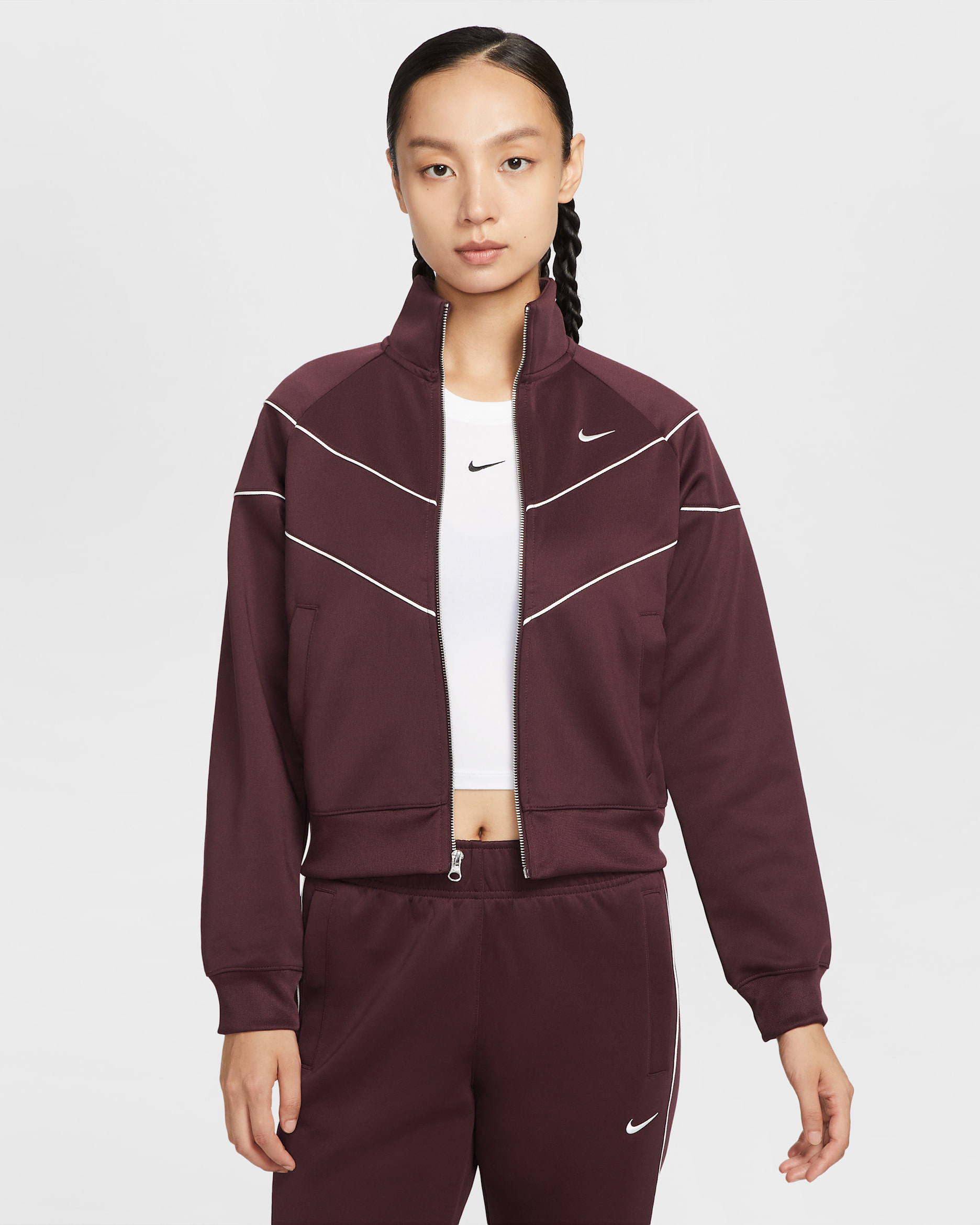 나이키 스포츠웨어 윈드러너 여성 니트 재킷 - 버건디 크러시/세일/세일