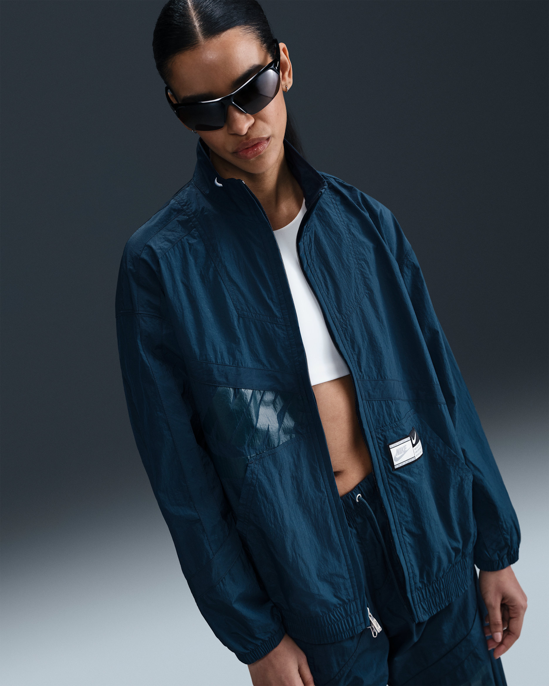 Veste tissée oversize Nike Sportswear pour femme - Armory Navy/Armory Navy/Armory Navy/Armory Navy