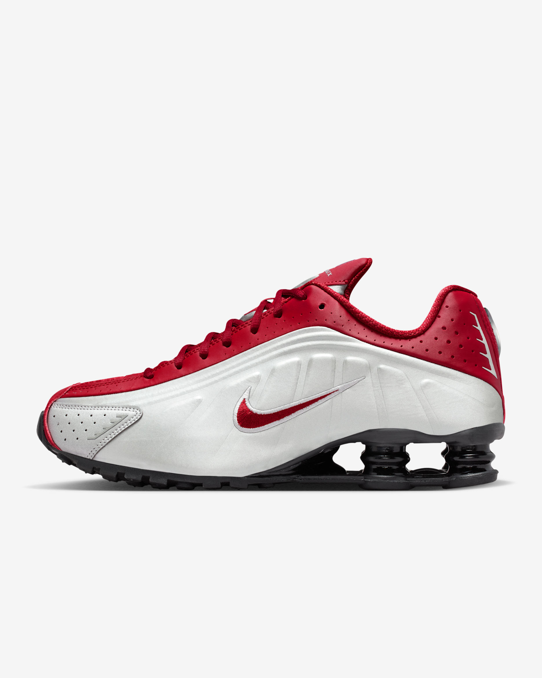 Nike Shox R4 Men's Shoes - Metallic Silver/Black/Team Crimson