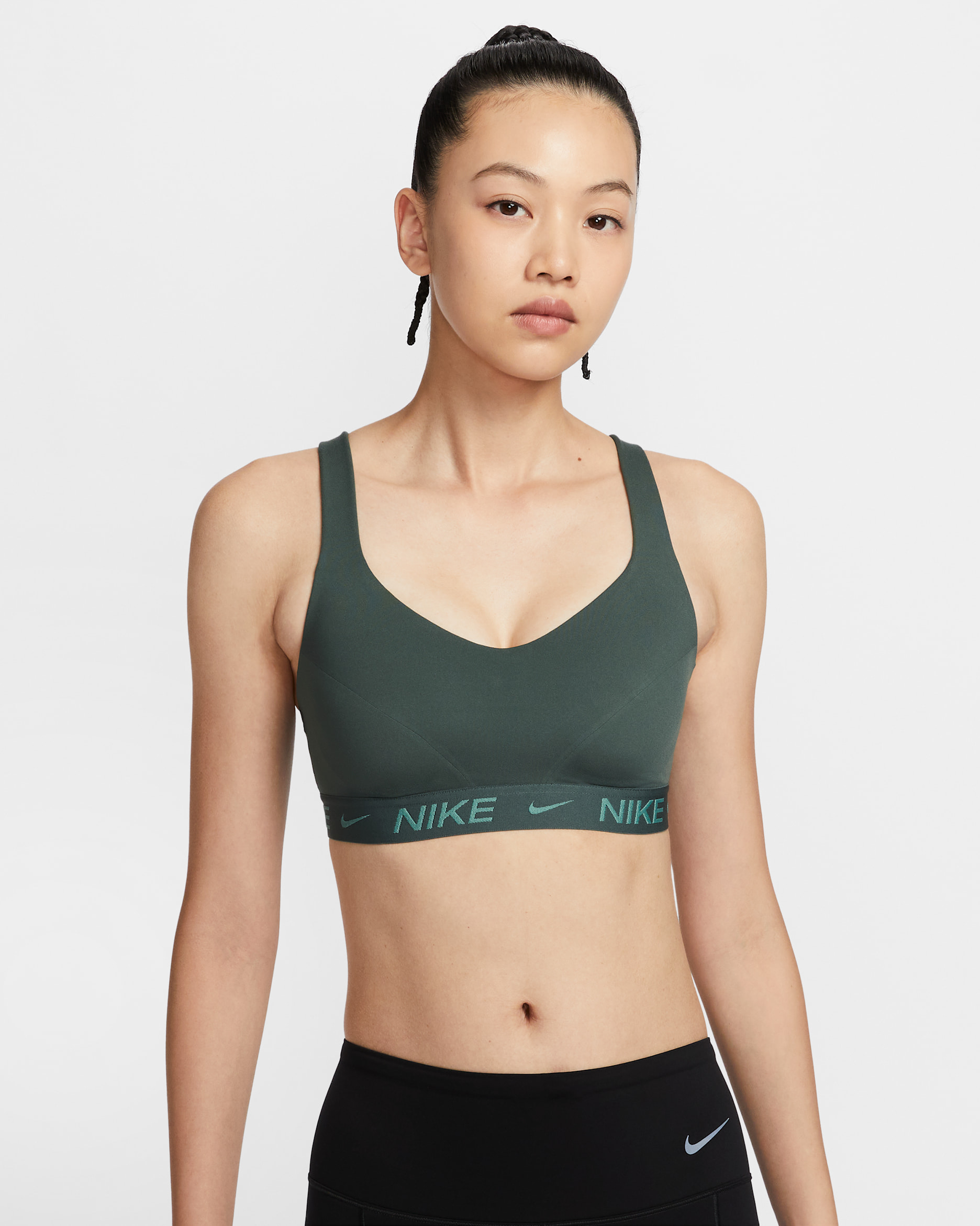 나이키 인디 하이 서포트 여성 패드 어저스터블 스포츠 브라 - 빈티지 그린