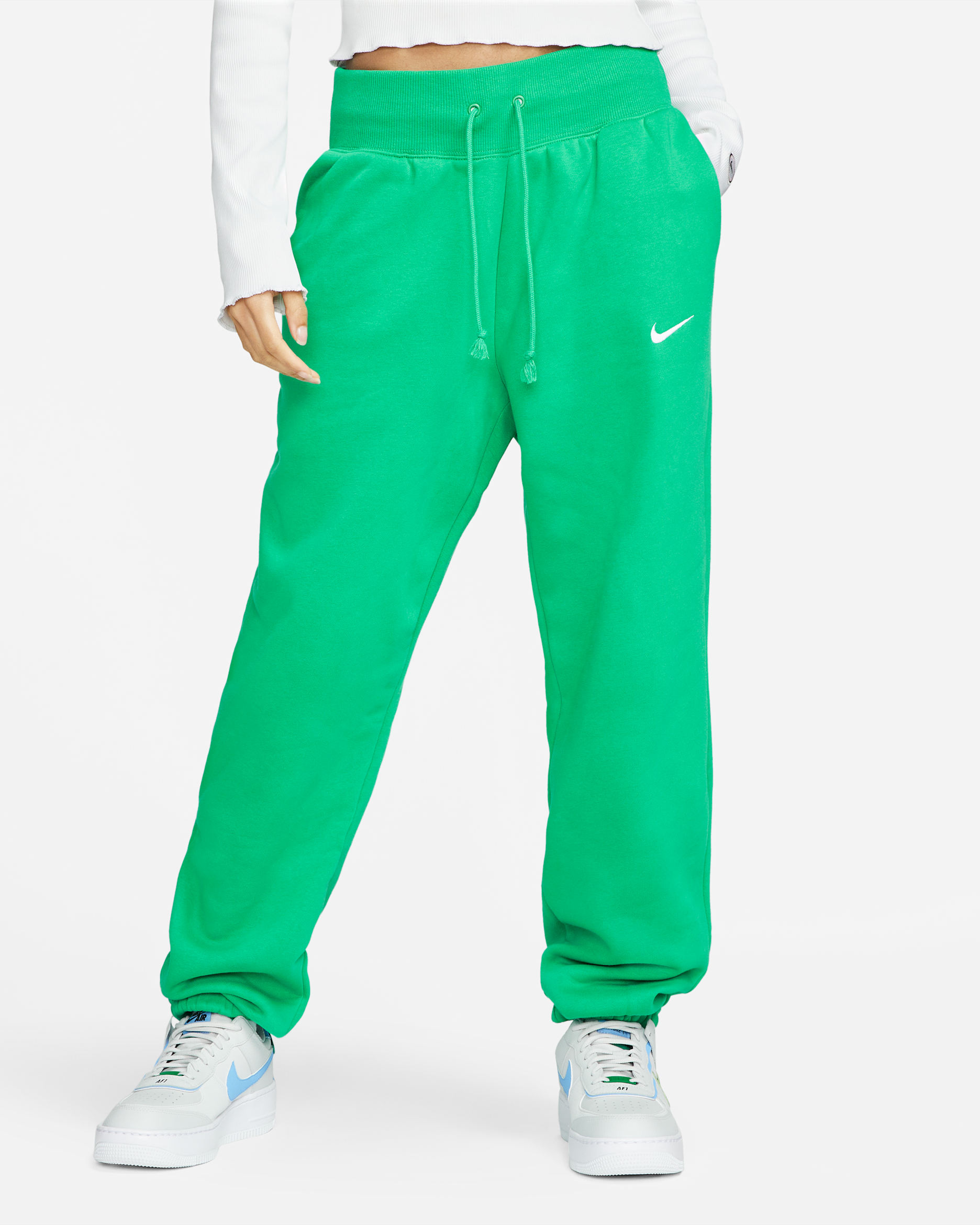 Nike Sportswear Phoenix Fleece Women's High-Rise Pants - Stadium Green/White