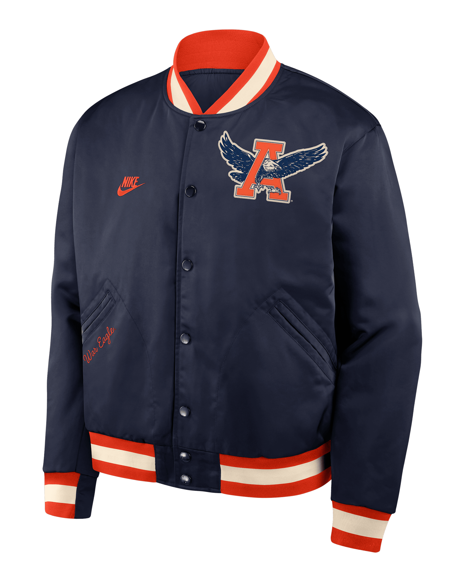 Auburn Legacy Men's Nike College Full-Snap Bomber Jacket - Navy