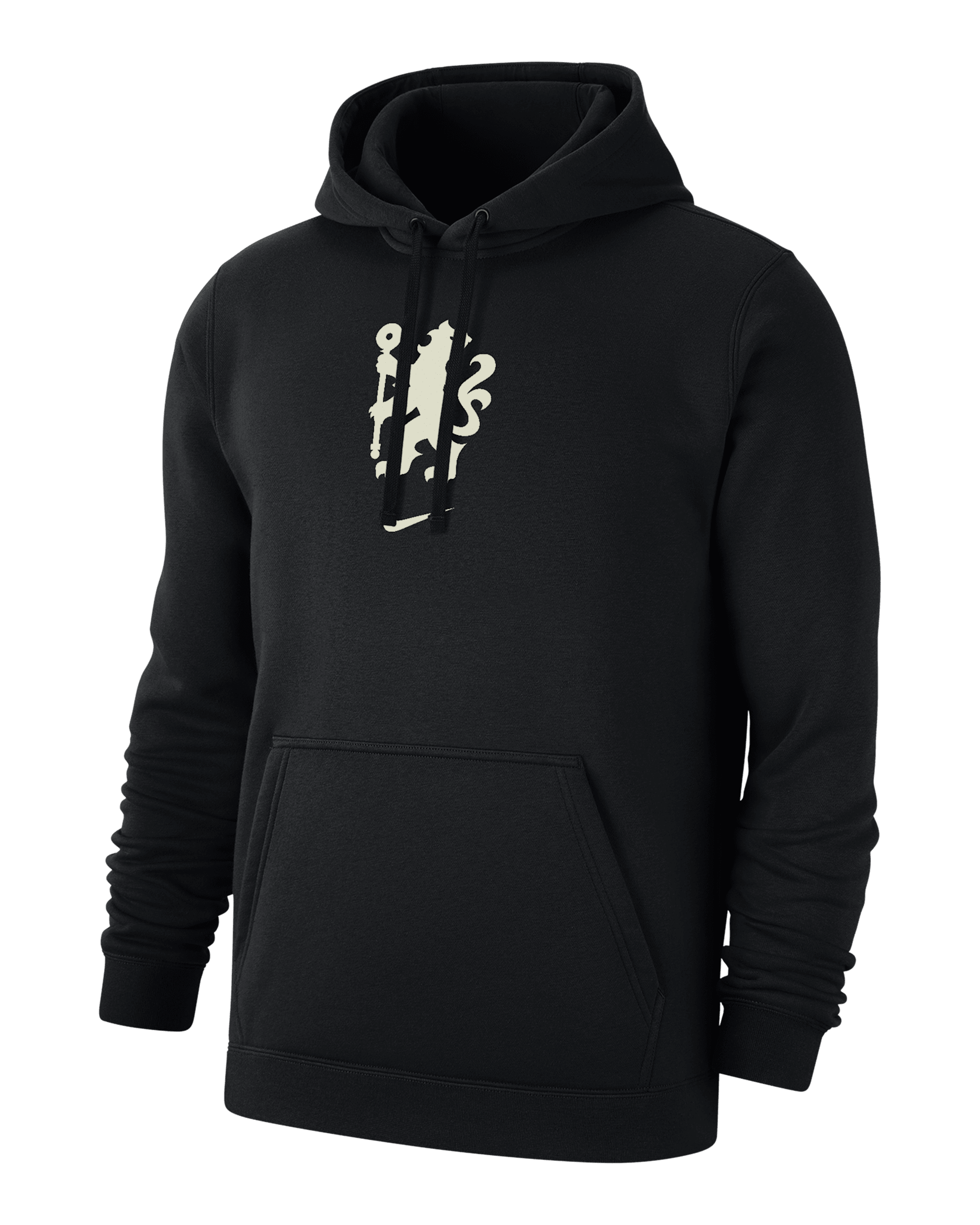 Sudadera de fútbol con gorro sin cierre Nike de tejido Fleece para hombre Chelsea FC Club - Negro