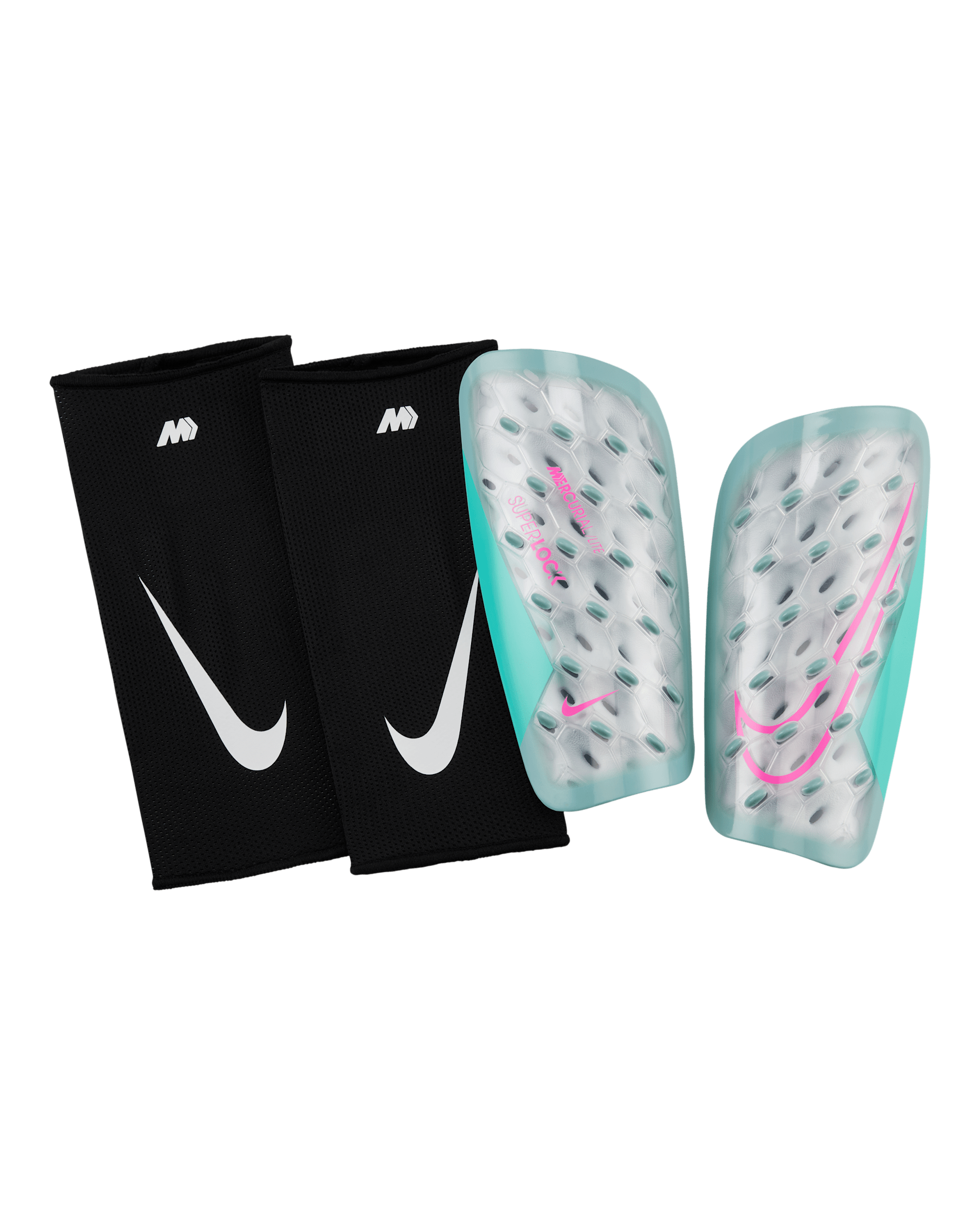 Nike Mercurial Lite SuperLock Football Shinguards - Ocean Cube/Aurora Green/Pink Blast