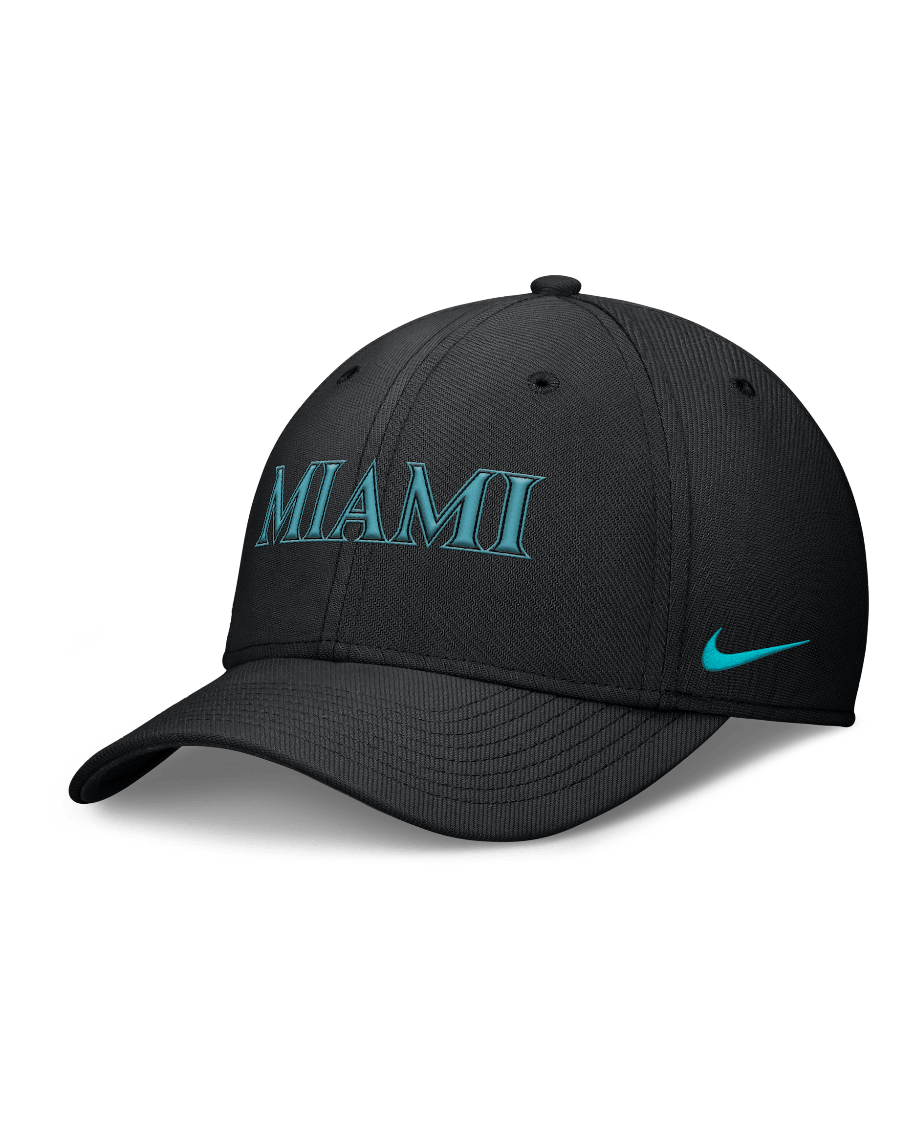 Miami Marlins City Connect Rise Swoosh Men's Nike Dri-FIT MLB Hat - Black