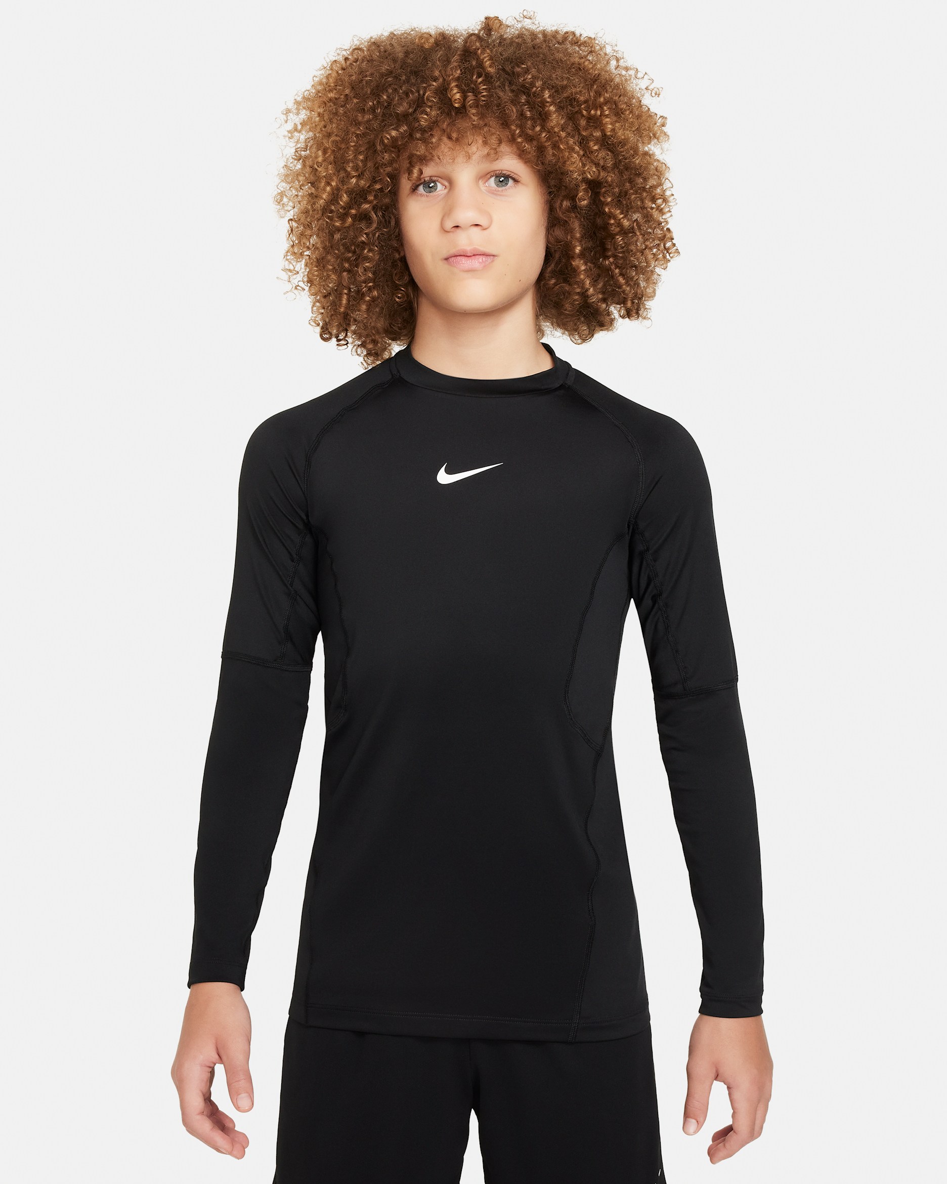Nike Pro Dri-FIT jongenstop met lange mouwen - Zwart/Wit