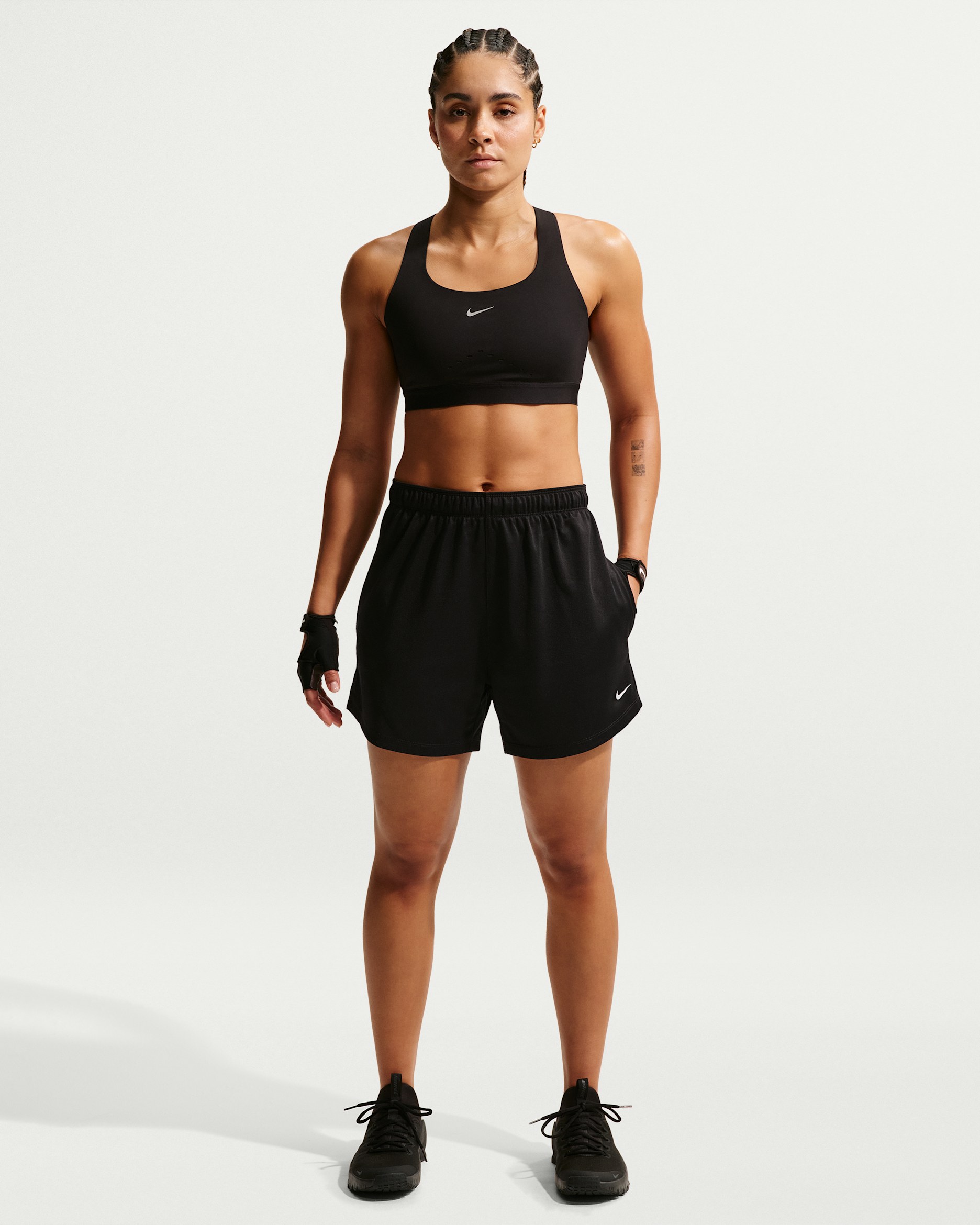 Nike One Women's Dri-FIT Mid-Rise 4" Shorts - Black/Black/White