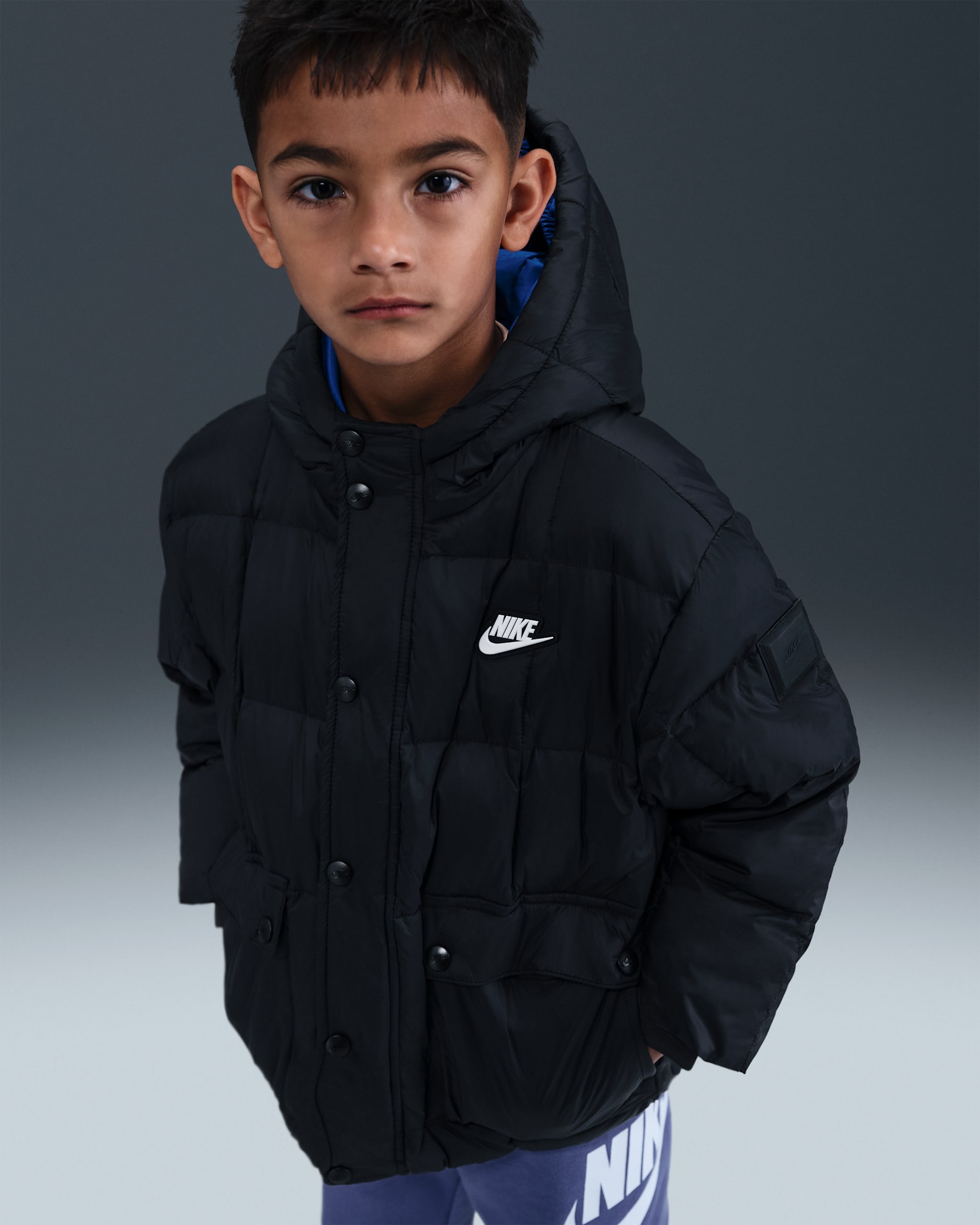 나이키 리틀키즈 프리미엄 패딩 다운 재킷 - 블랙