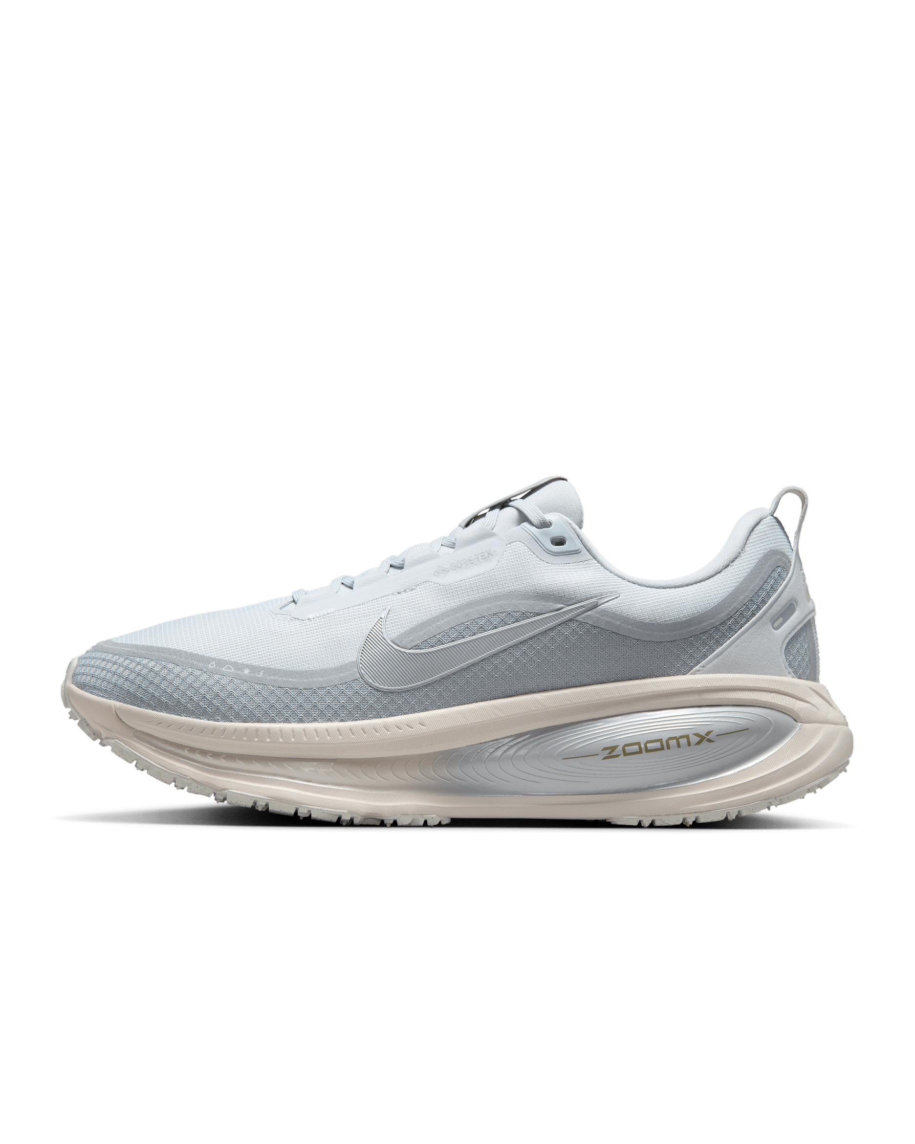 Nike Vomero 18 GORE-TEX Men's Waterproof Road Running Shoes with Reflective Design Accents - Pure Platinum/Light Pumice/Barely Green/Metallic Silver
