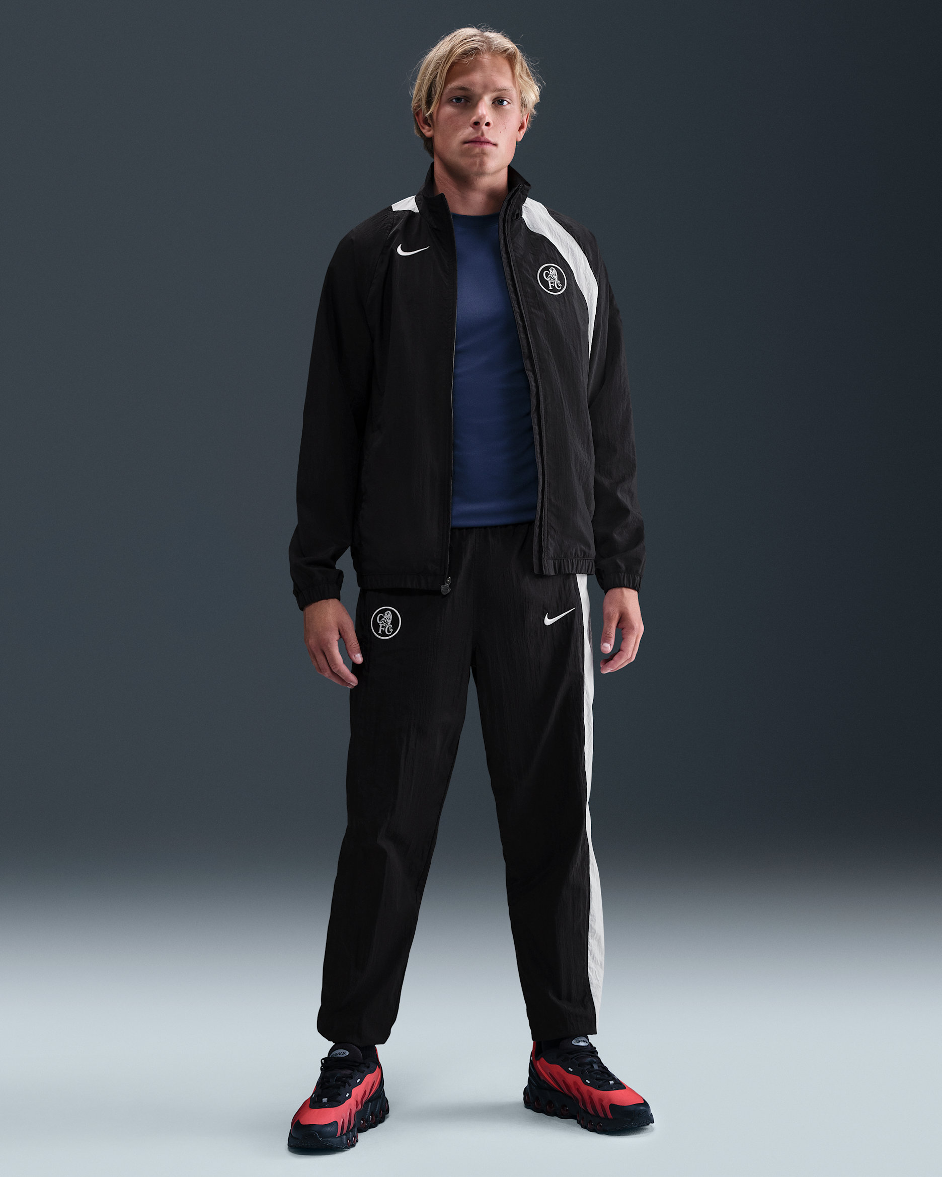 Chelsea F.C. Third Men's Nike Total 90 Football Woven Tracksuit Bottoms - Black/Field Silver/Field Silver