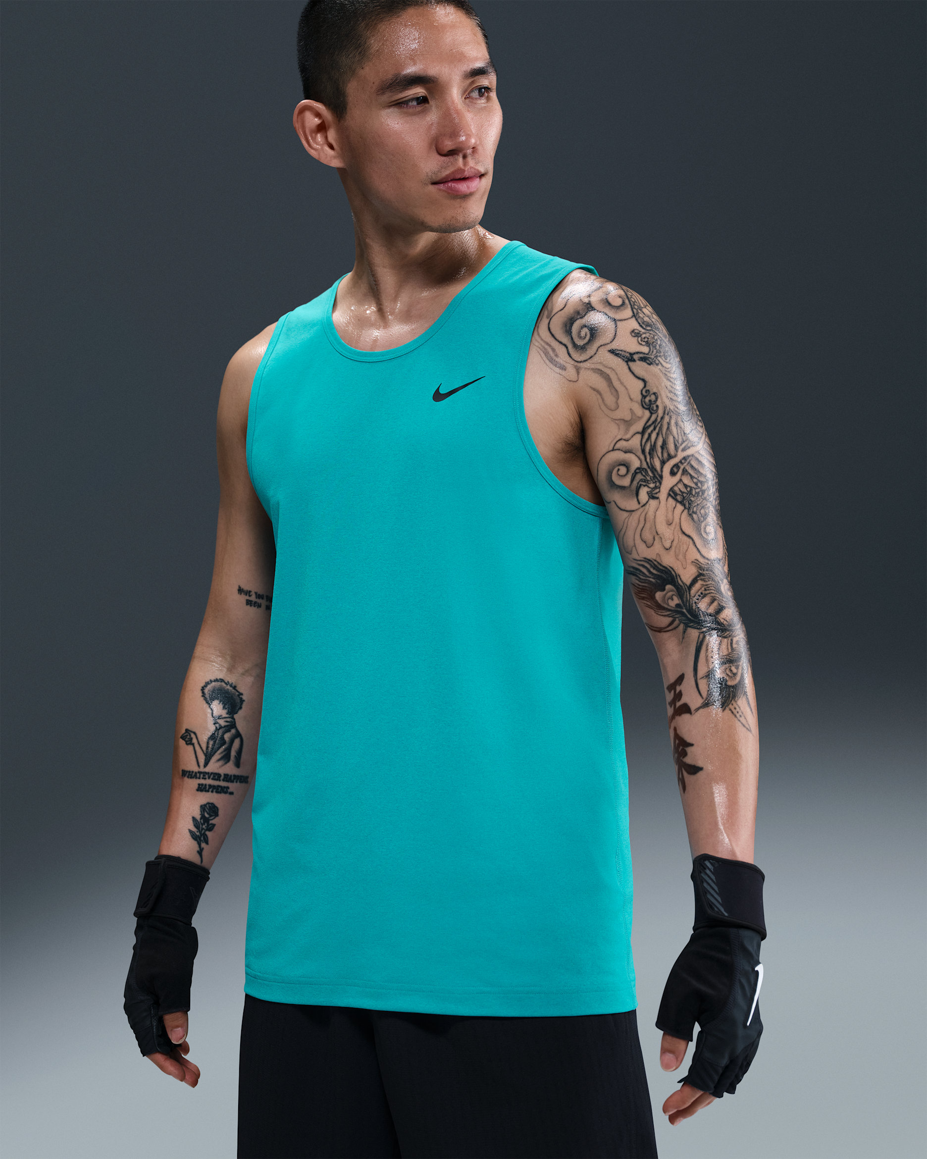 เสื้อกล้ามฟิตเนสแขนกุดผู้ชาย Nike Dri-FIT Hyverse - Dusty Cactus/ดำ