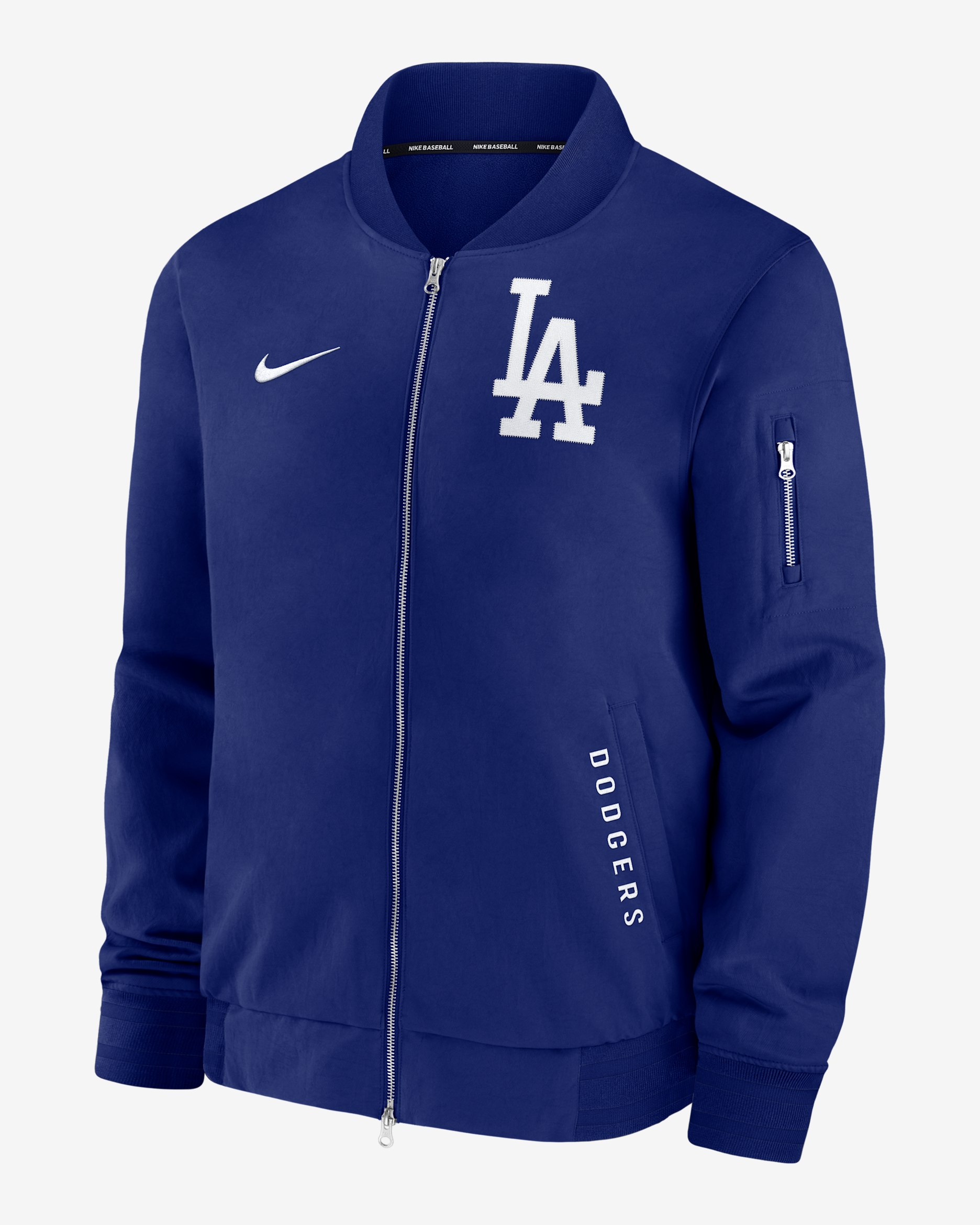 Chamarra bomber Nike de la MLB de cierre completo para hombre Los Angeles Dodgers Authentic Collection Dugout - Azul royal intenso