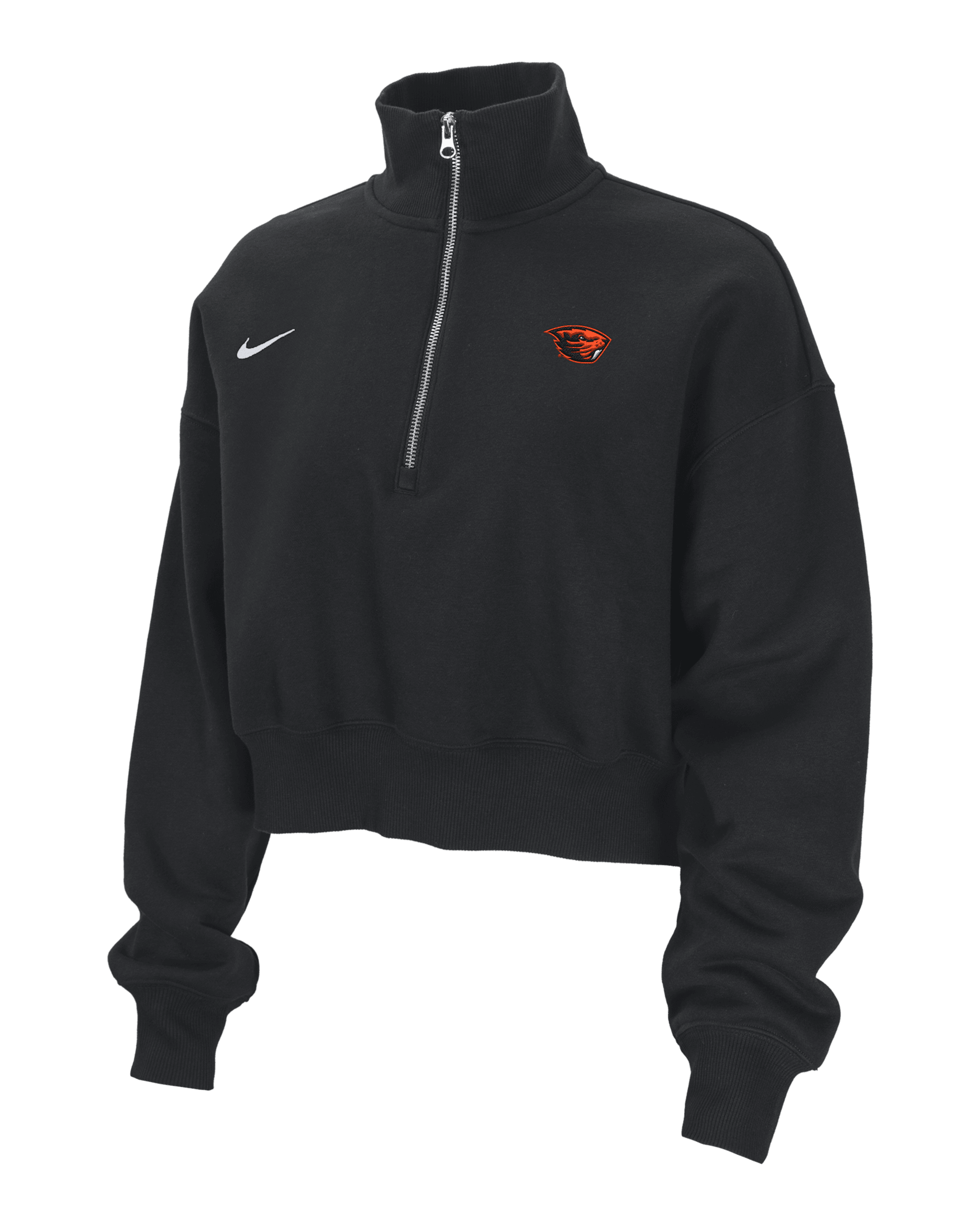 Oregon State Phoenix Fleece Women's Nike College Cropped 1/4-Zip Top - Black