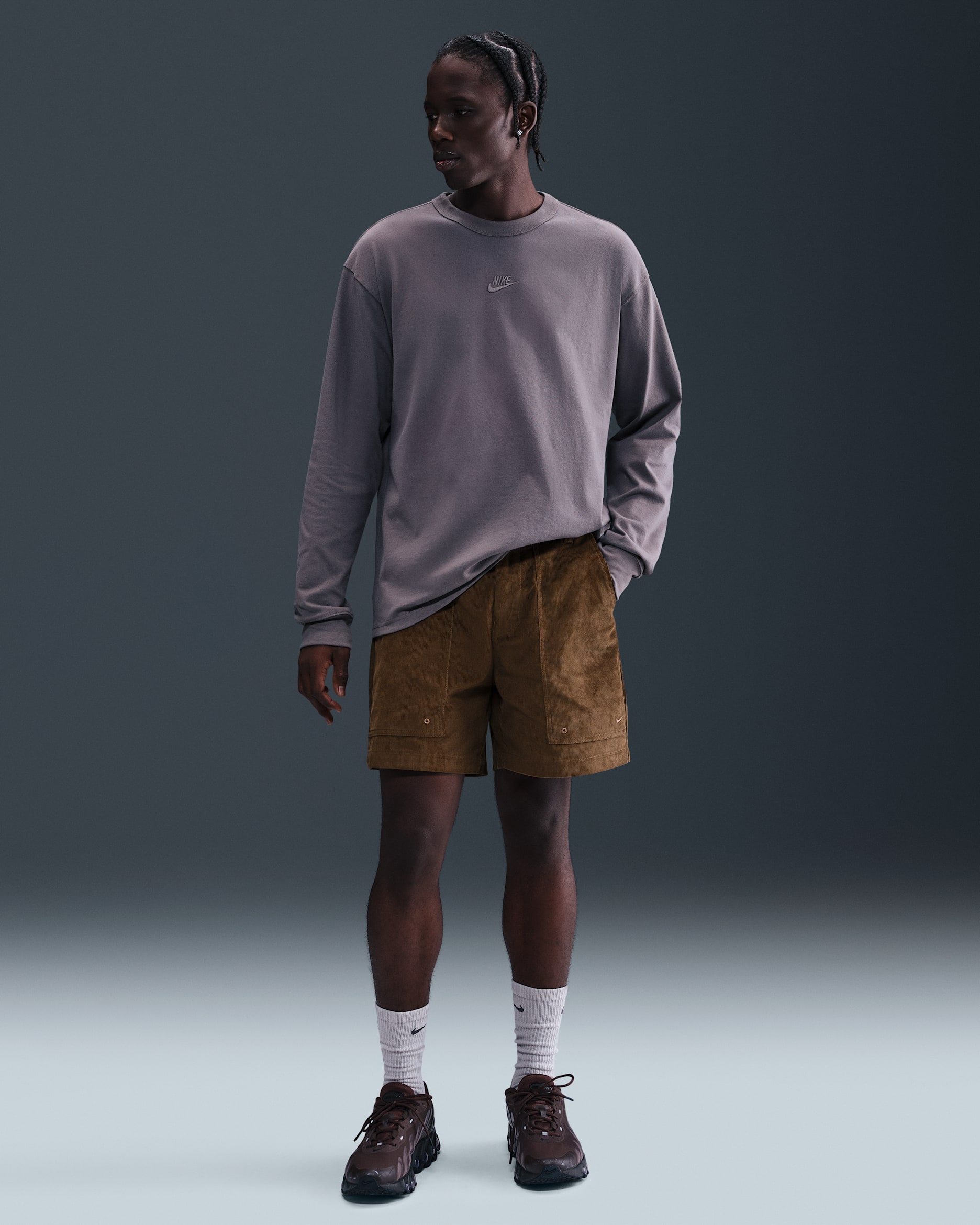 Nike Life Men's Corduroy Park Shorts - Mosswood Brown/Mosswood Brown