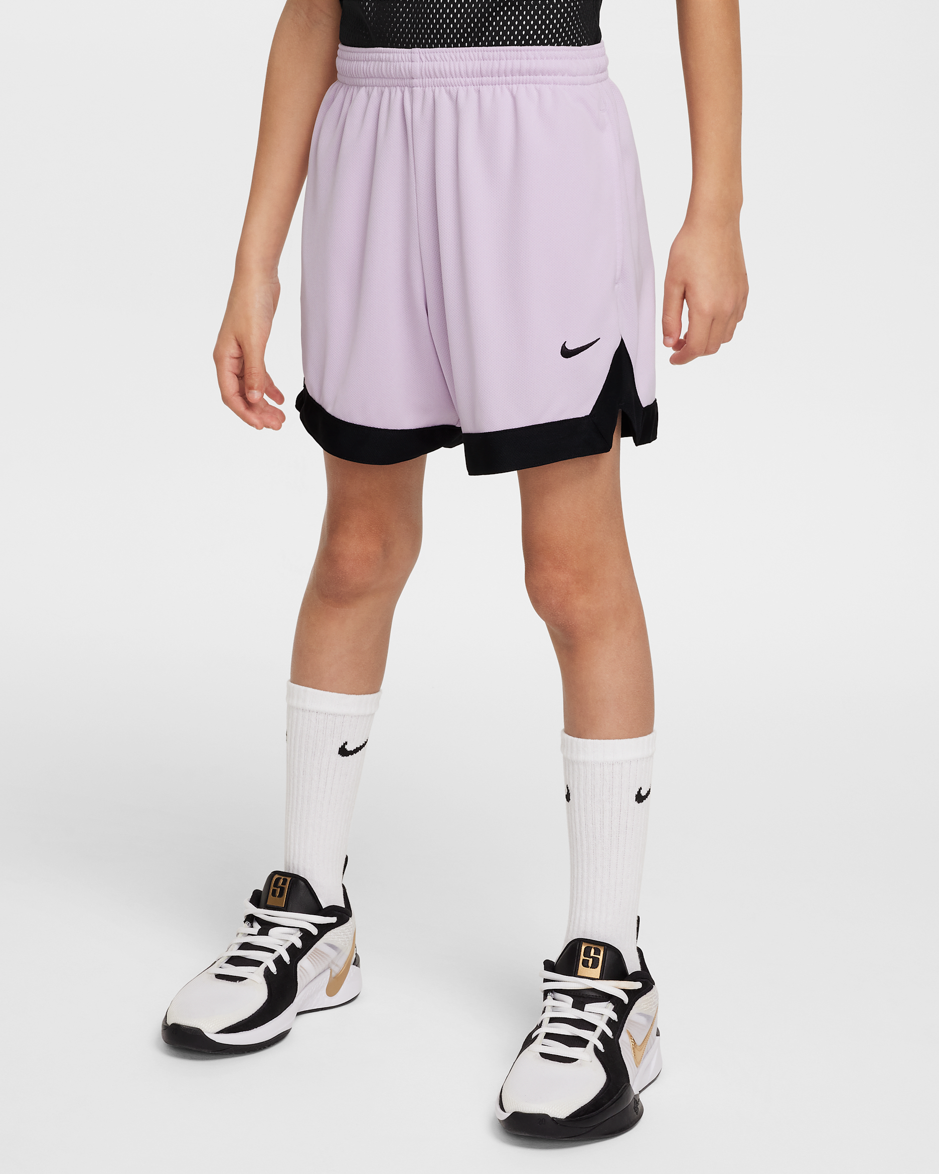 Shorts de básquetbol Dri-FIT de 13 cm para niños talla grande Nike Court - Muñeca/Negro