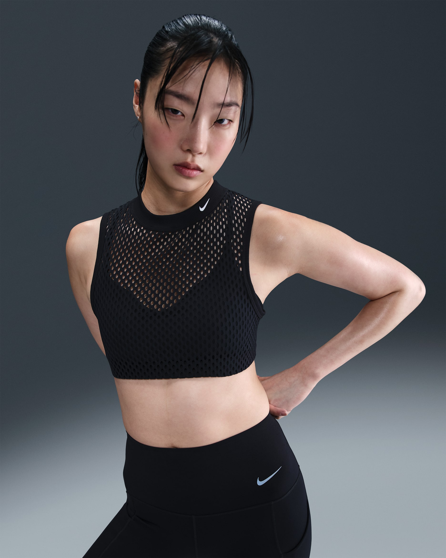 Nike Indy Net Women's Light-Support Padded Sports Bra - Black/White