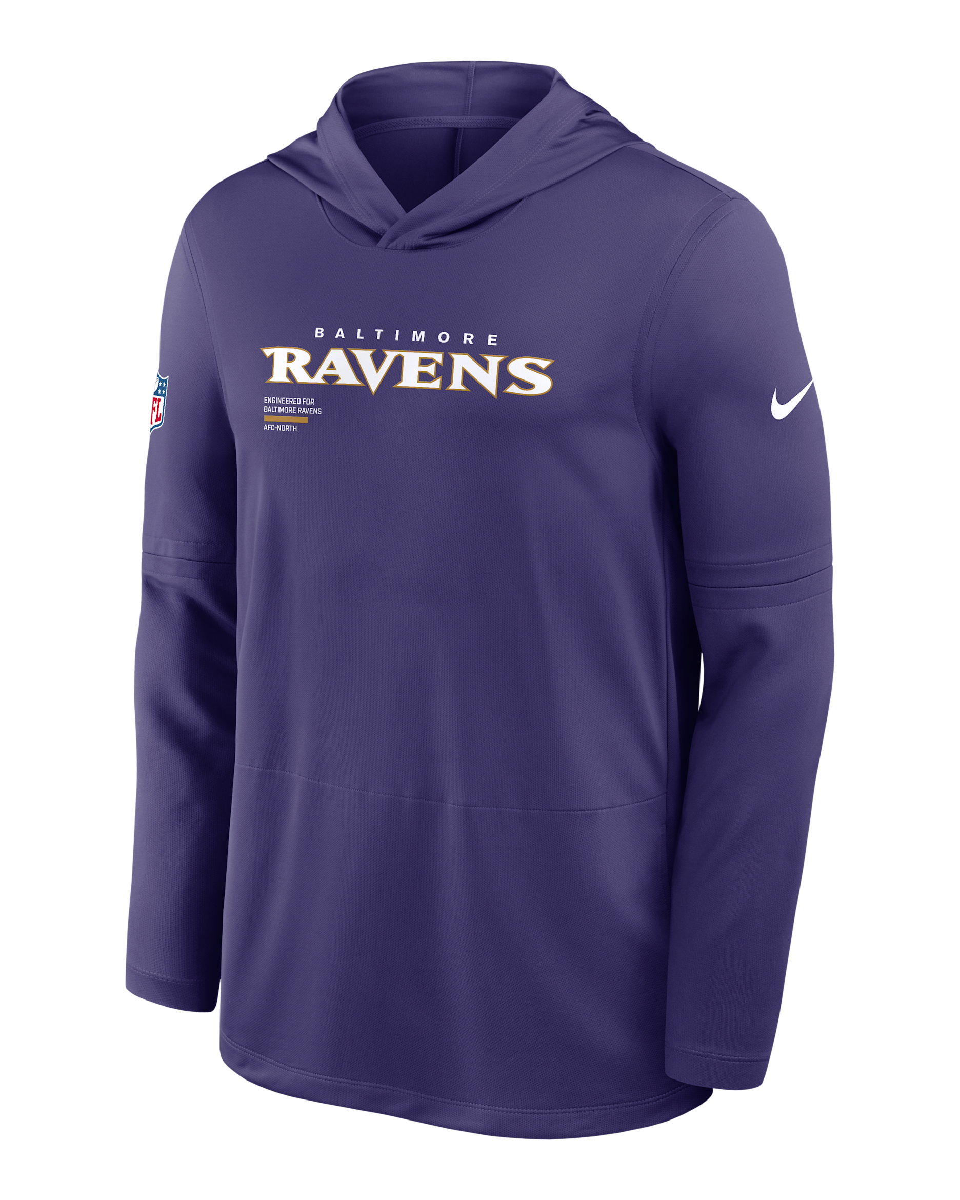 Baltimore Ravens Pure Fury Sideline Men's Nike Dri-FIT NFL Long-Sleeve Hooded Top - Purple