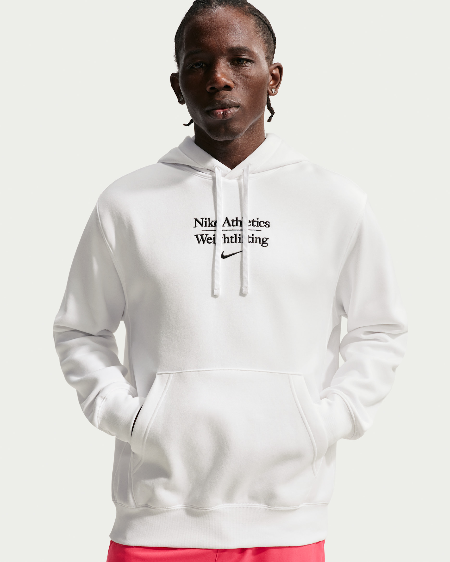 Sudadera con gorro sin cierre de halterofilia para hombre Nike - Blanco