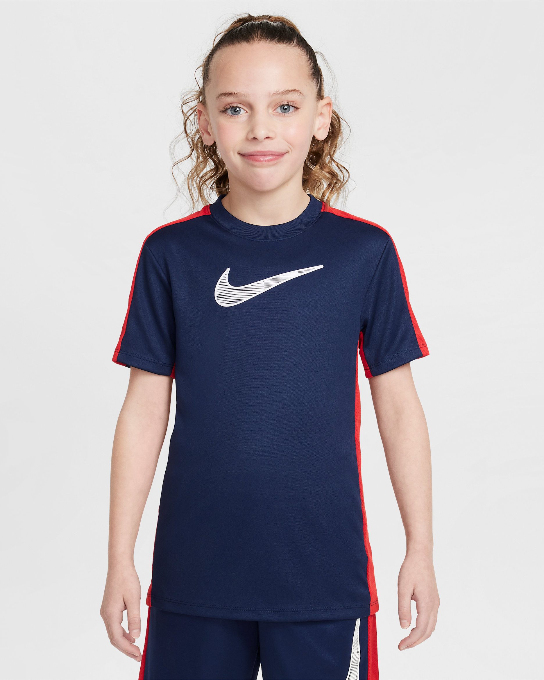 Nike Trophy23 Older Kids' Dri-FIT Short-Sleeve Top - Midnight Navy/University Red/White