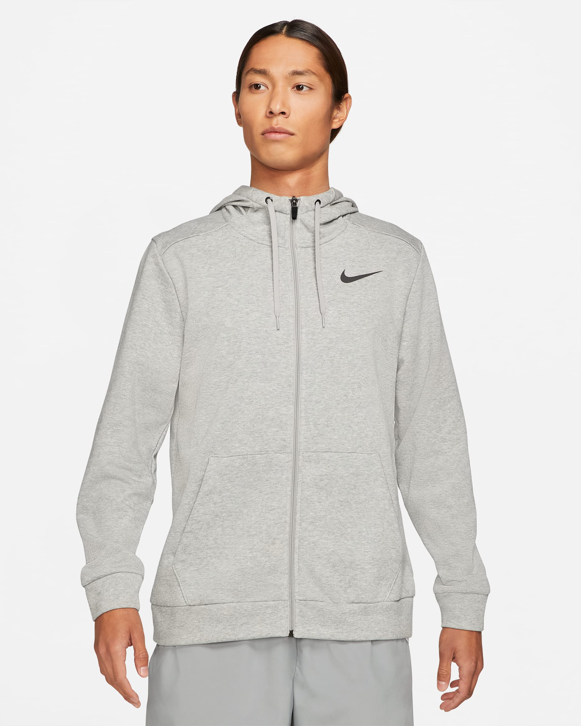 Nike Dri-FIT Men's Full-Zip Training Hoodie - Dark Grey Heather/Black