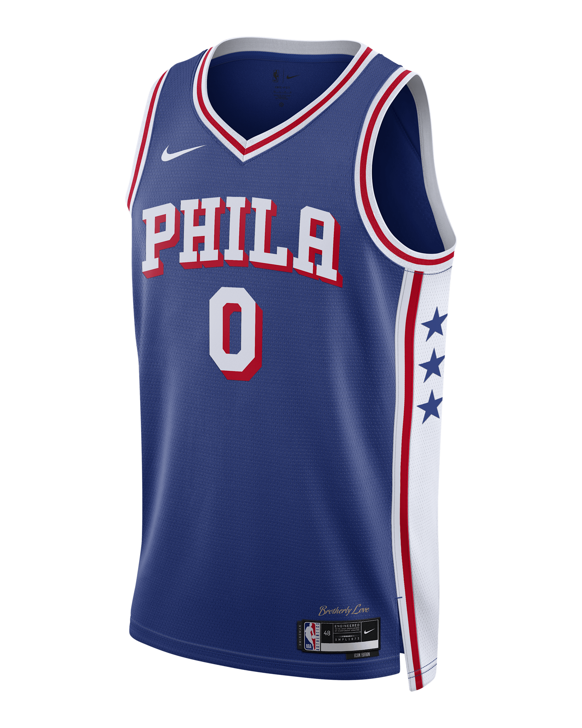 Jersey Nike Dri-FIT de la NBA Swingman para hombre Tyrese Maxey Philadelphia 76ers Icon Edition - Azul enérgico