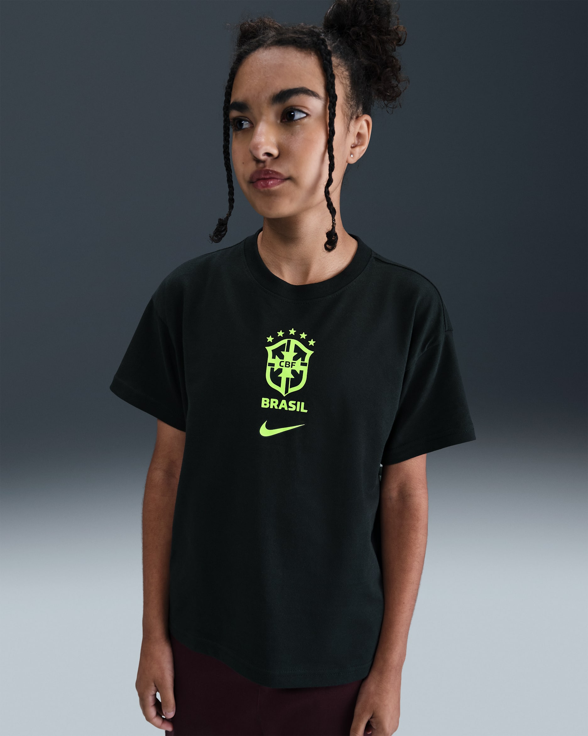 Brazil Premium Goalkeeper Big Kids' Nike Soccer T-Shirt - Black