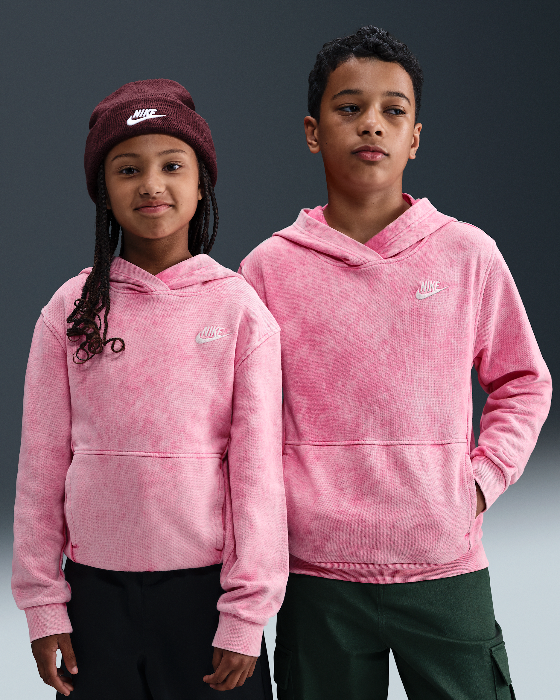 Sudadera con gorro sin cierre para niños talla grande Nike Sportswear - Rosa paleta/Blanco