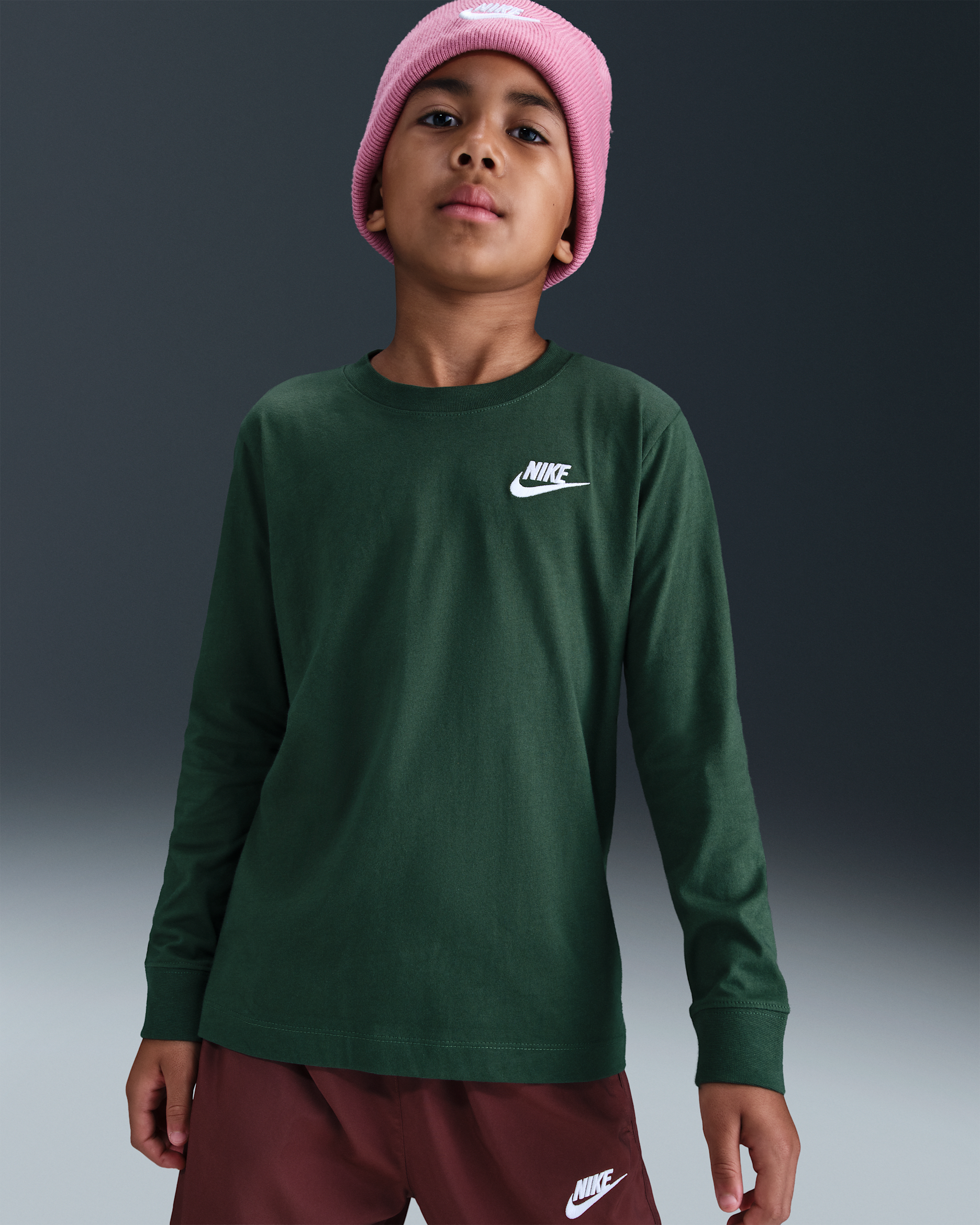 Nike Sportswear langermet T-skjorte til store barn - Fir