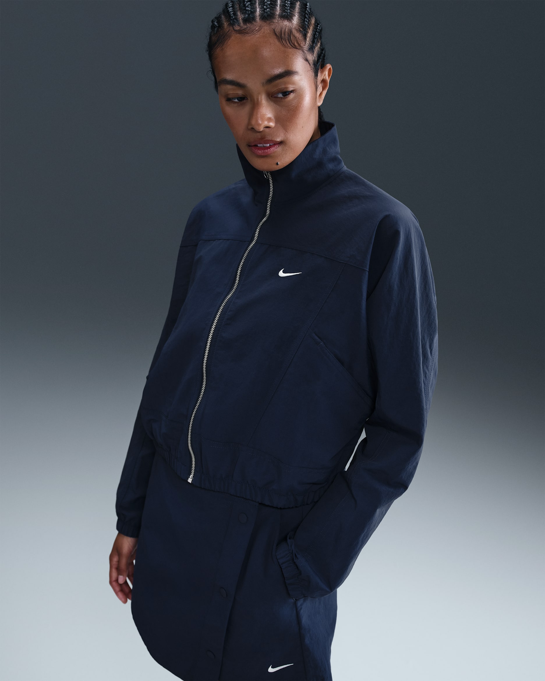Nike Sportswear Everything Wovens Women's Oversized Repel UV Protection Jacket - Midnight Navy/Sail
