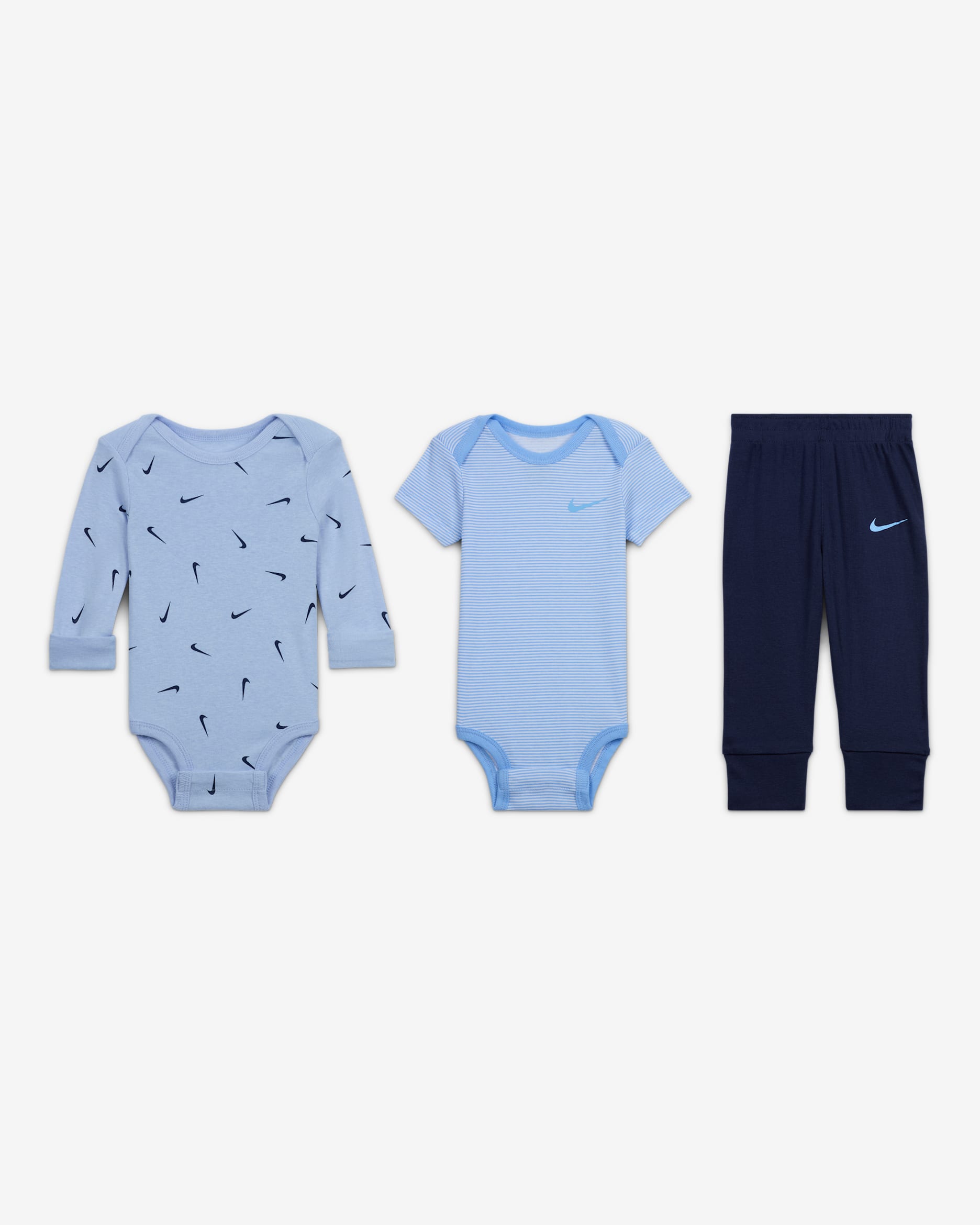 Nike Baby Essentials Baby (0-9M) 3-Piece Bodysuits and Pants Set - Multi-Color/Cobalt Bliss