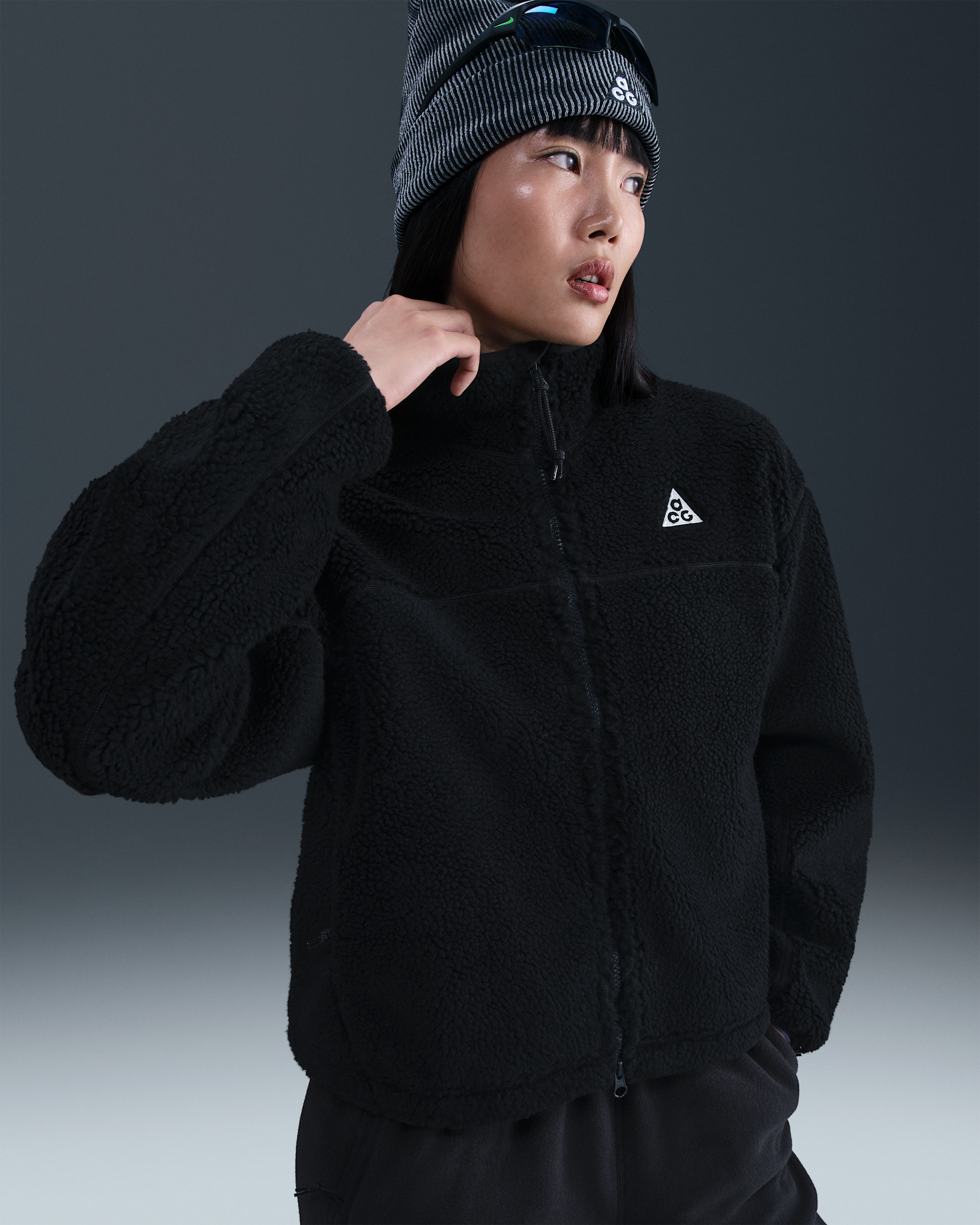 ☆NIKE ACG☆フリースマウンテンジャケット☆ウール混☆チャコール☆M 