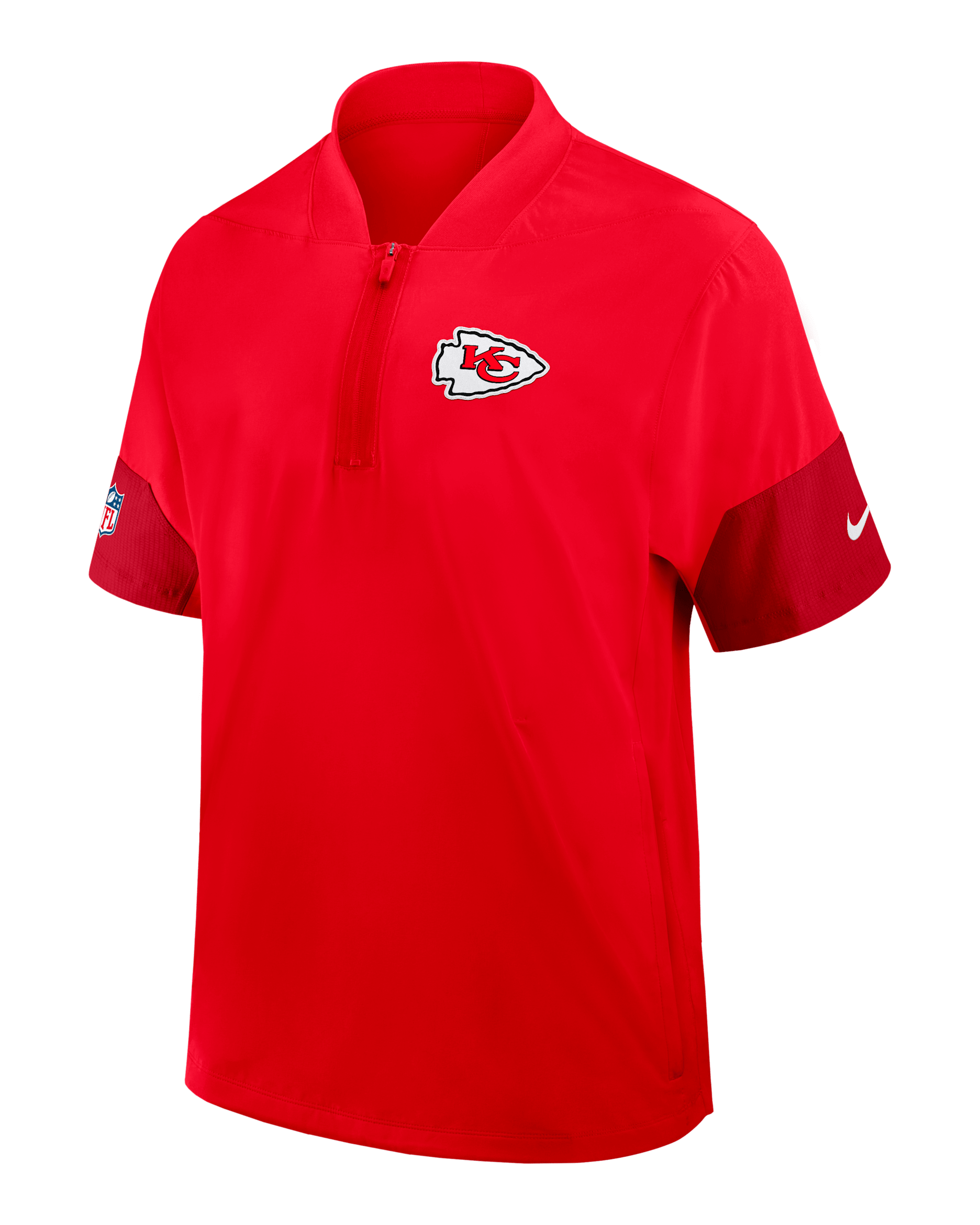 Kansas City Chiefs Sideline Coach Men's Nike NFL 1/2-Zip Short-Sleeve Jacket - Red