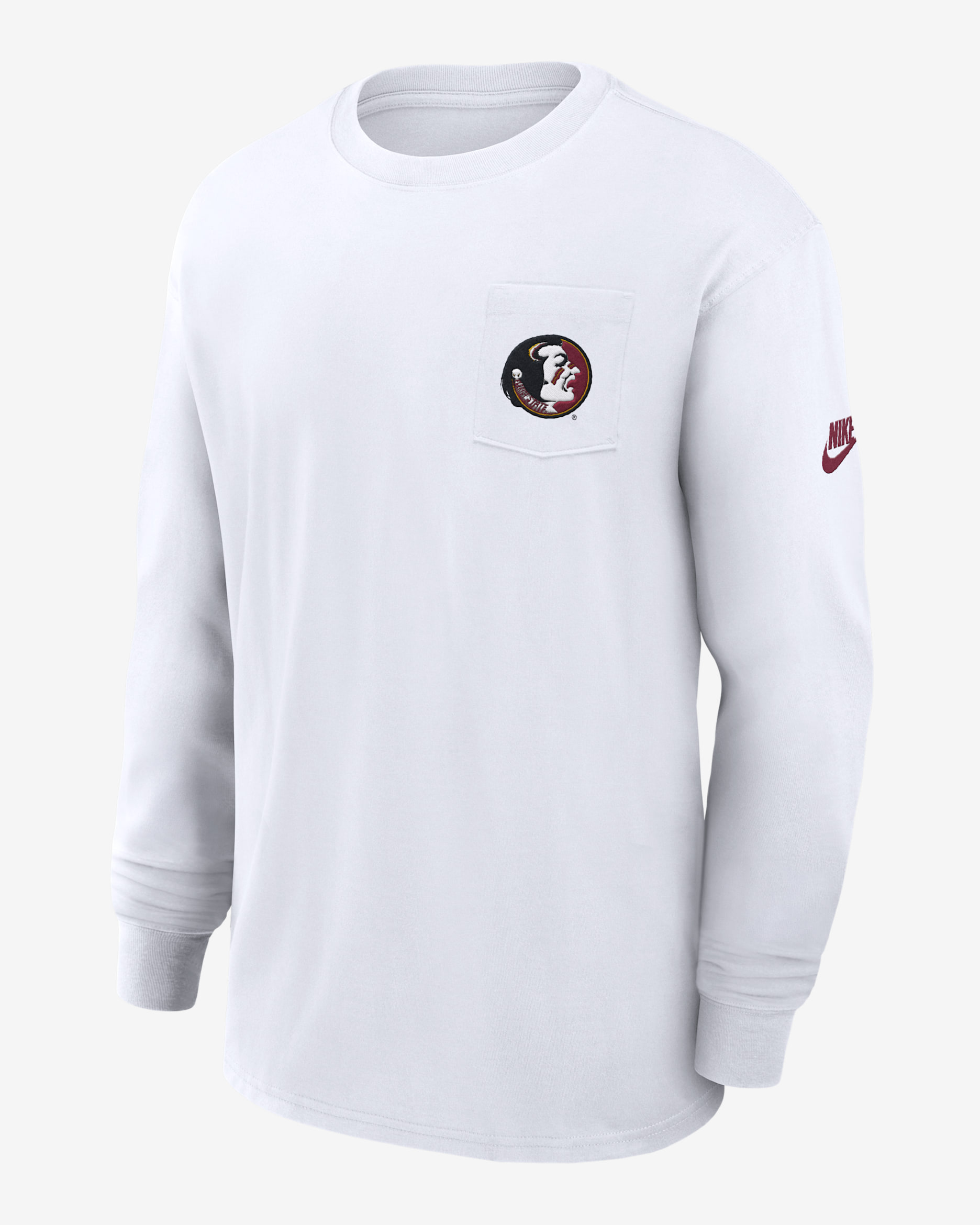 Playera de manga larga universitaria Nike para hombre Florida State Seminoles Legacy Max90 Pocket - Blanco