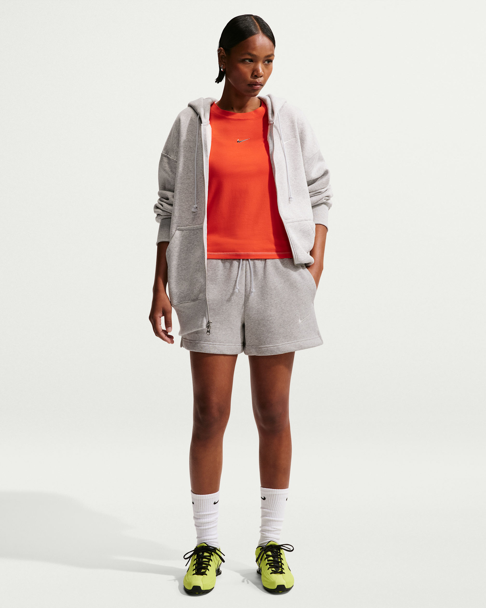Nike Sportswear Phoenix Fleece Women's Mid-Rise 4" Shorts - Pure Platinum/Heather/Sail
