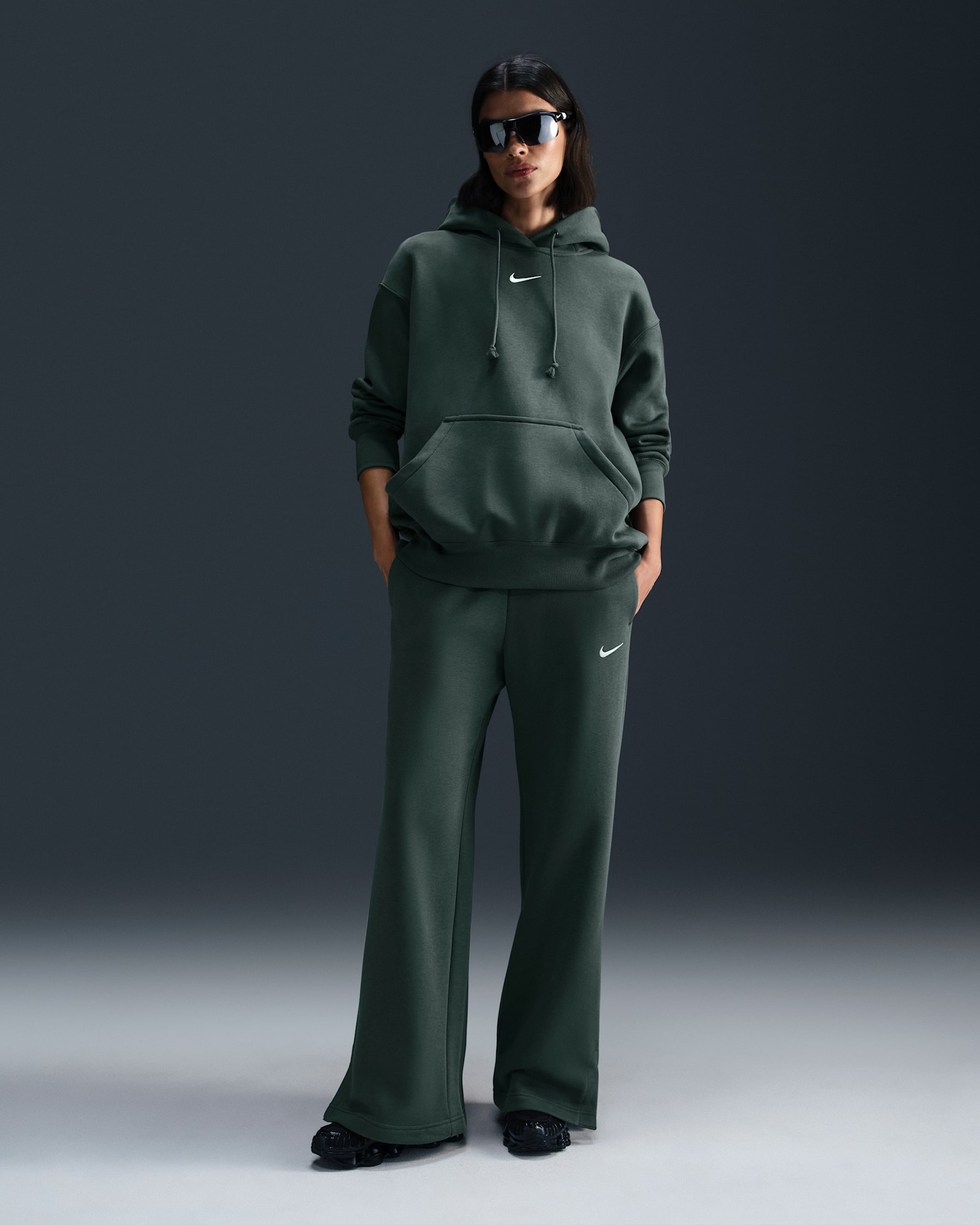 Nike Sportswear Phoenix Fleece Women's High-Waisted Wide-Leg Sweatpants - Vintage Green/Sail