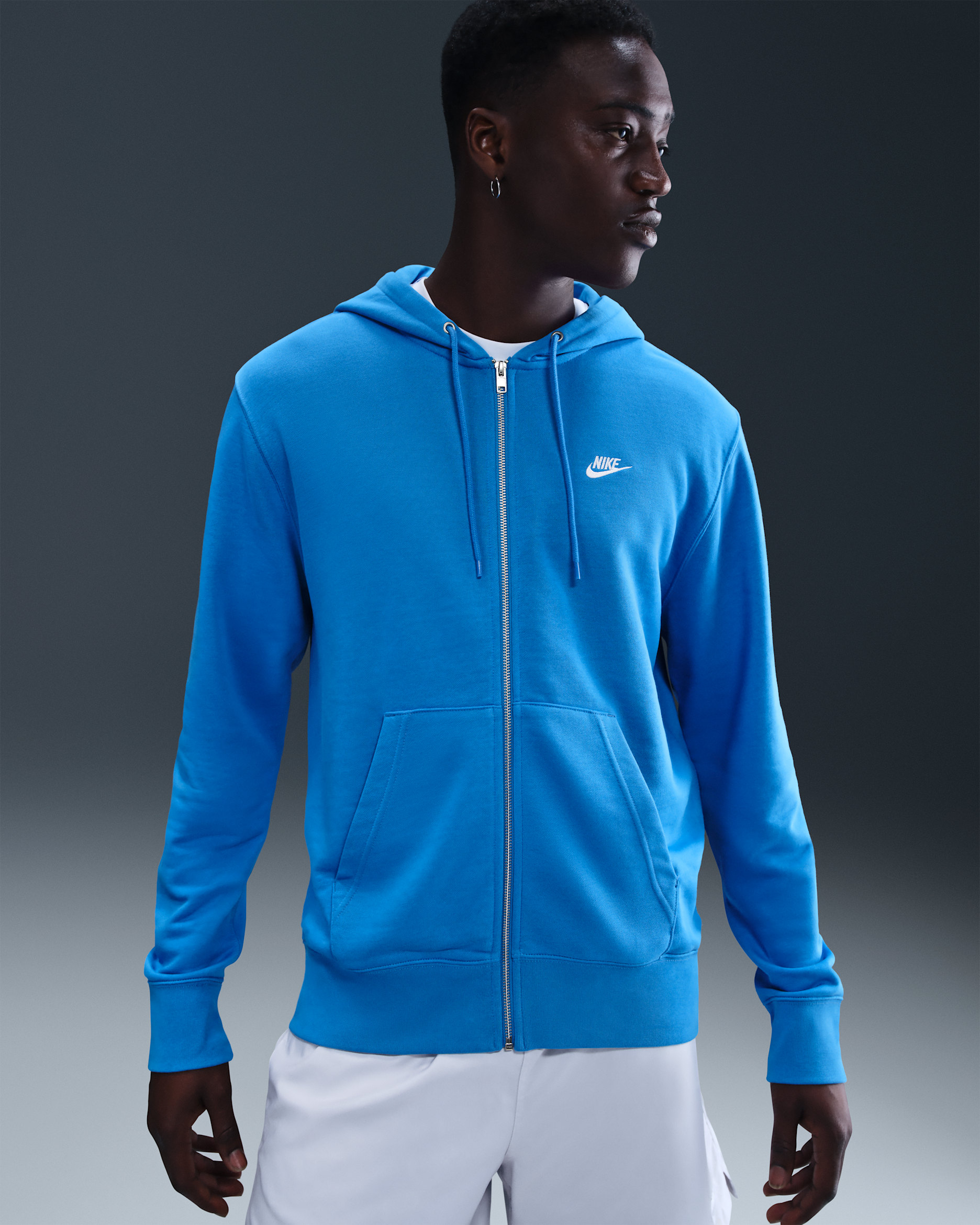 Nike Club Dessuadora amb caputxa i cremallera completa de teixit French Terry - Home - Light Photo Blue/Light Photo Blue/Blanc