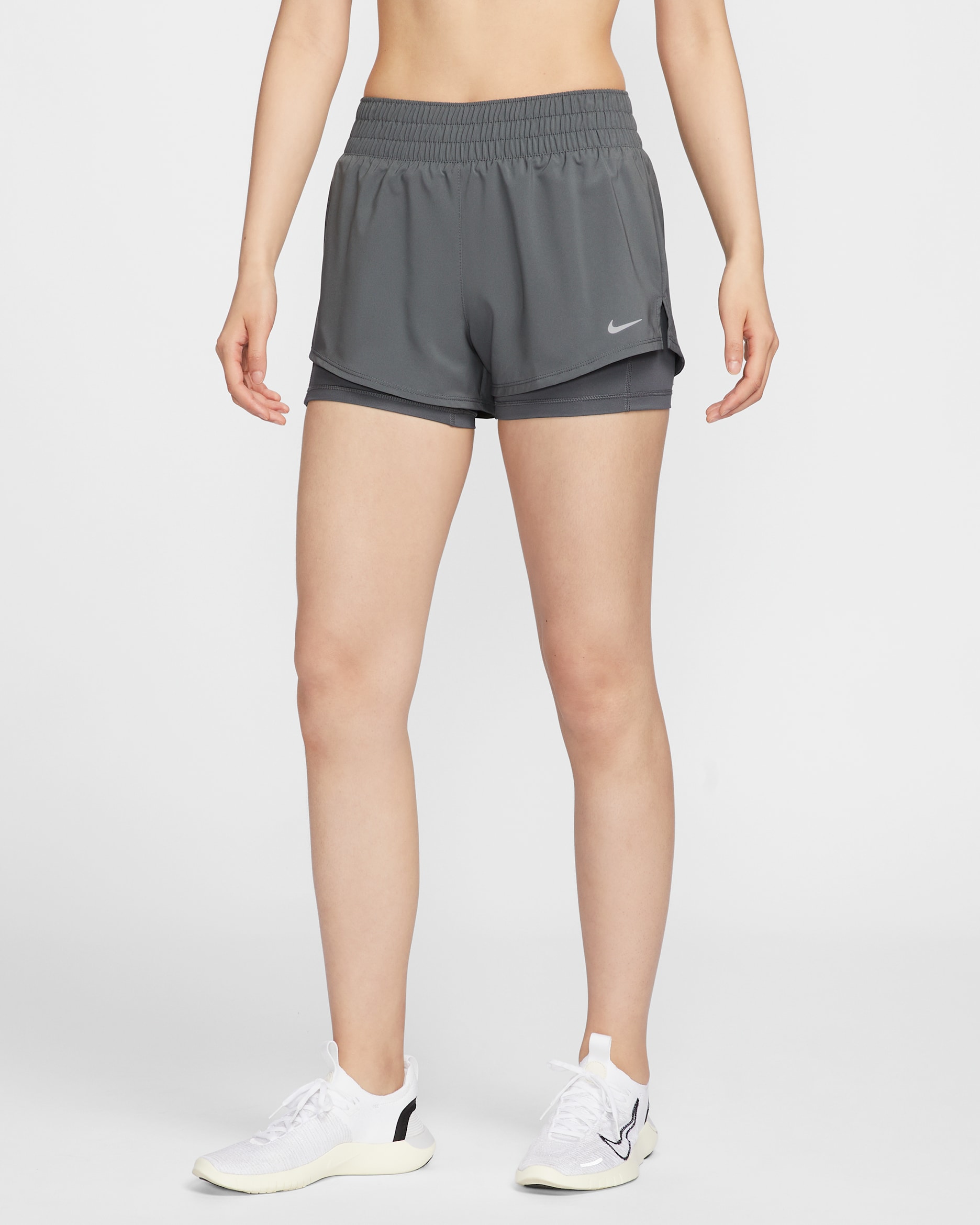 Nike Dri-FIT One Women's Mid-rise 8cm (approx.) 2-in-1 Shorts - Iron Grey