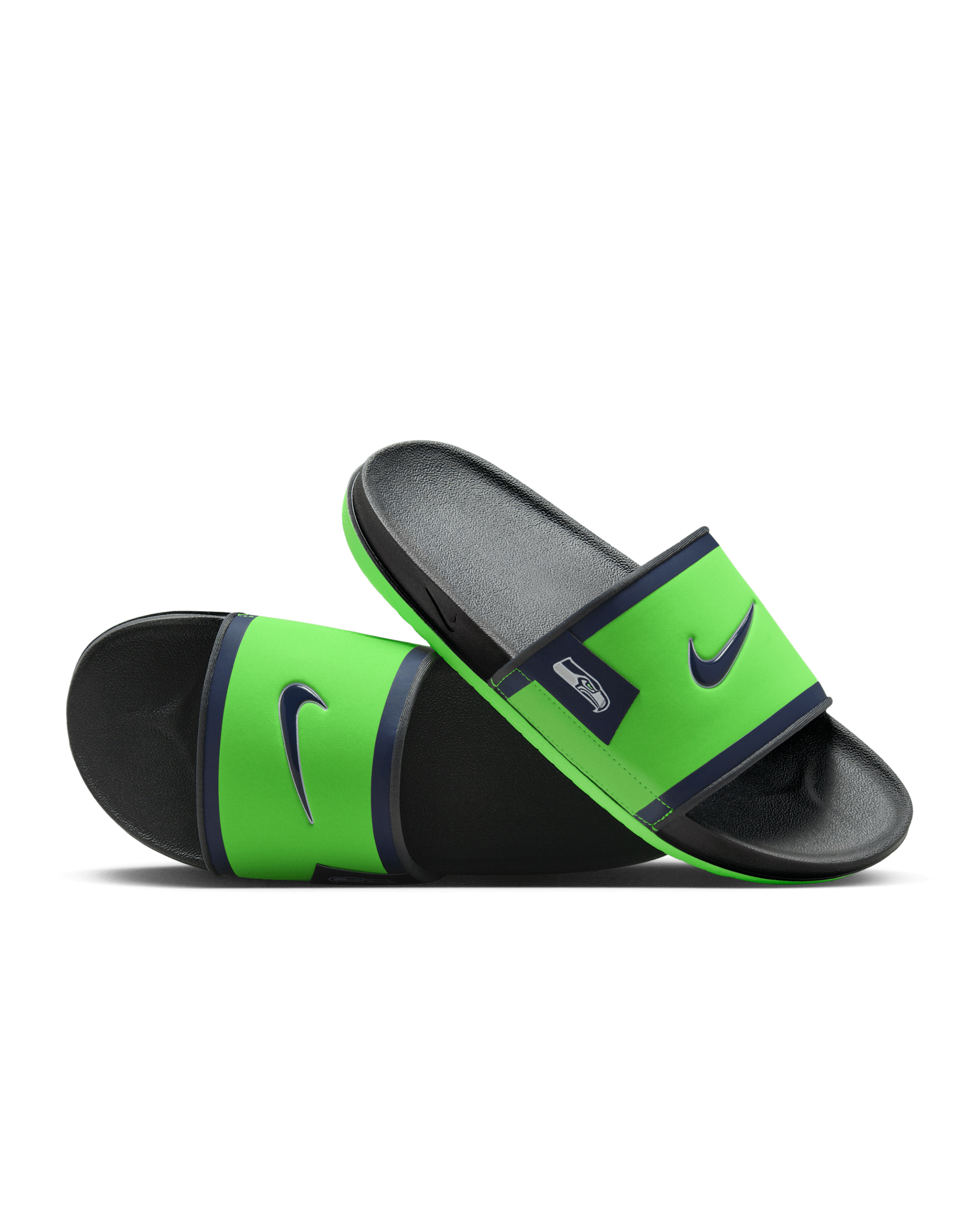 Nike Offcourt (Seattle Seahawks) Offcourt Slides - Action Green/Dark Smoke Grey/College Navy