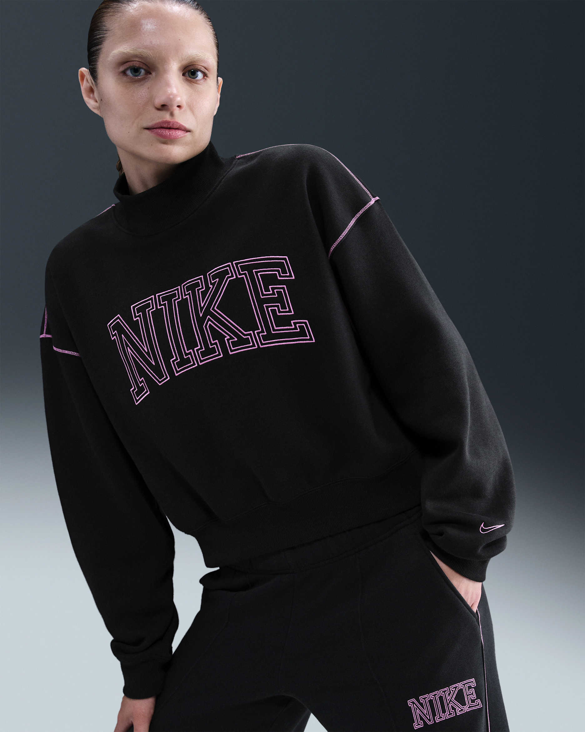 Nike Sportswear Phoenix Fleece Women's Mock-Neck Sweatshirt - Black