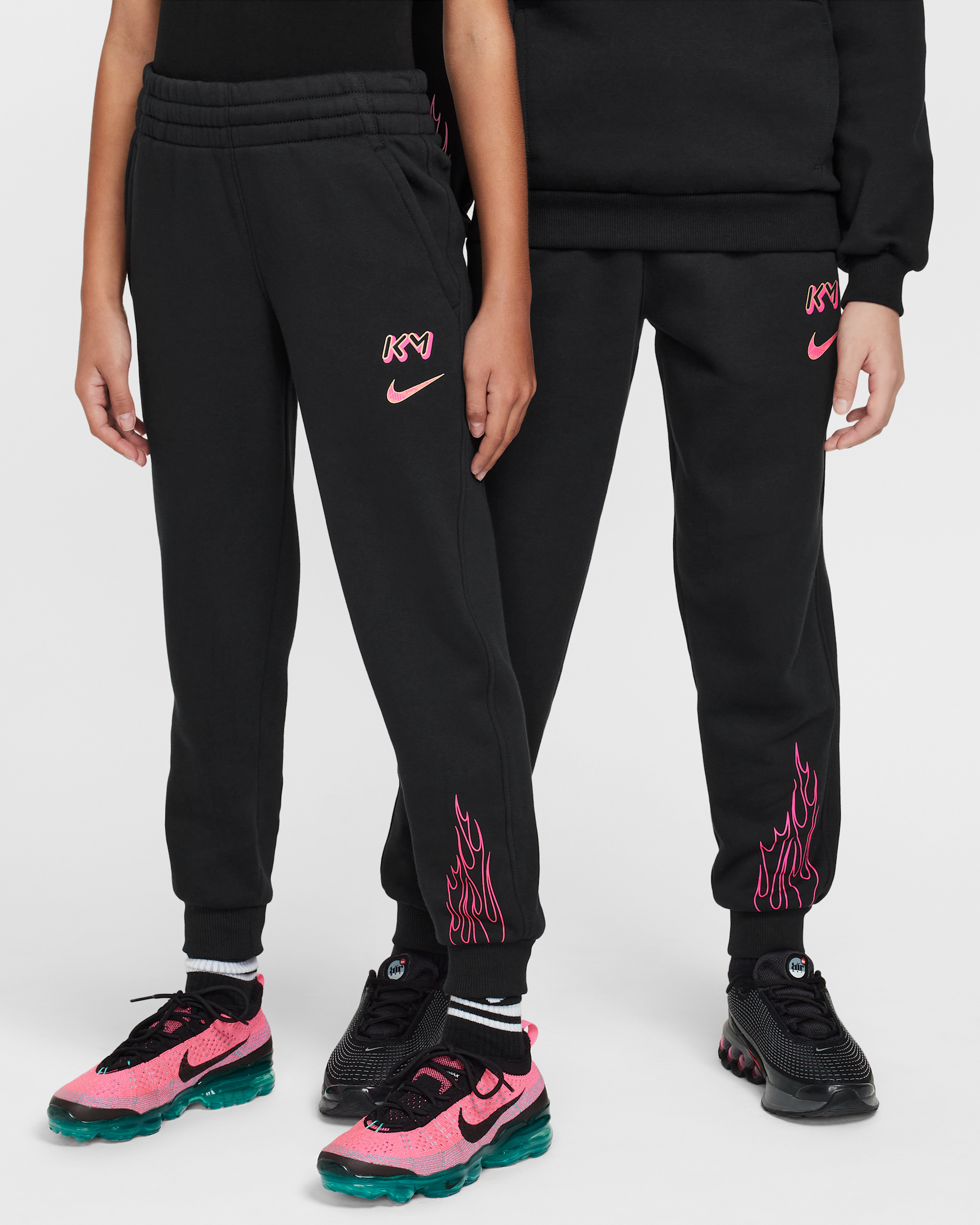 Kylian Mbappé Club Fleece Big Kids' Soccer Joggers - Black/Hyper Pink/Metallic Gold
