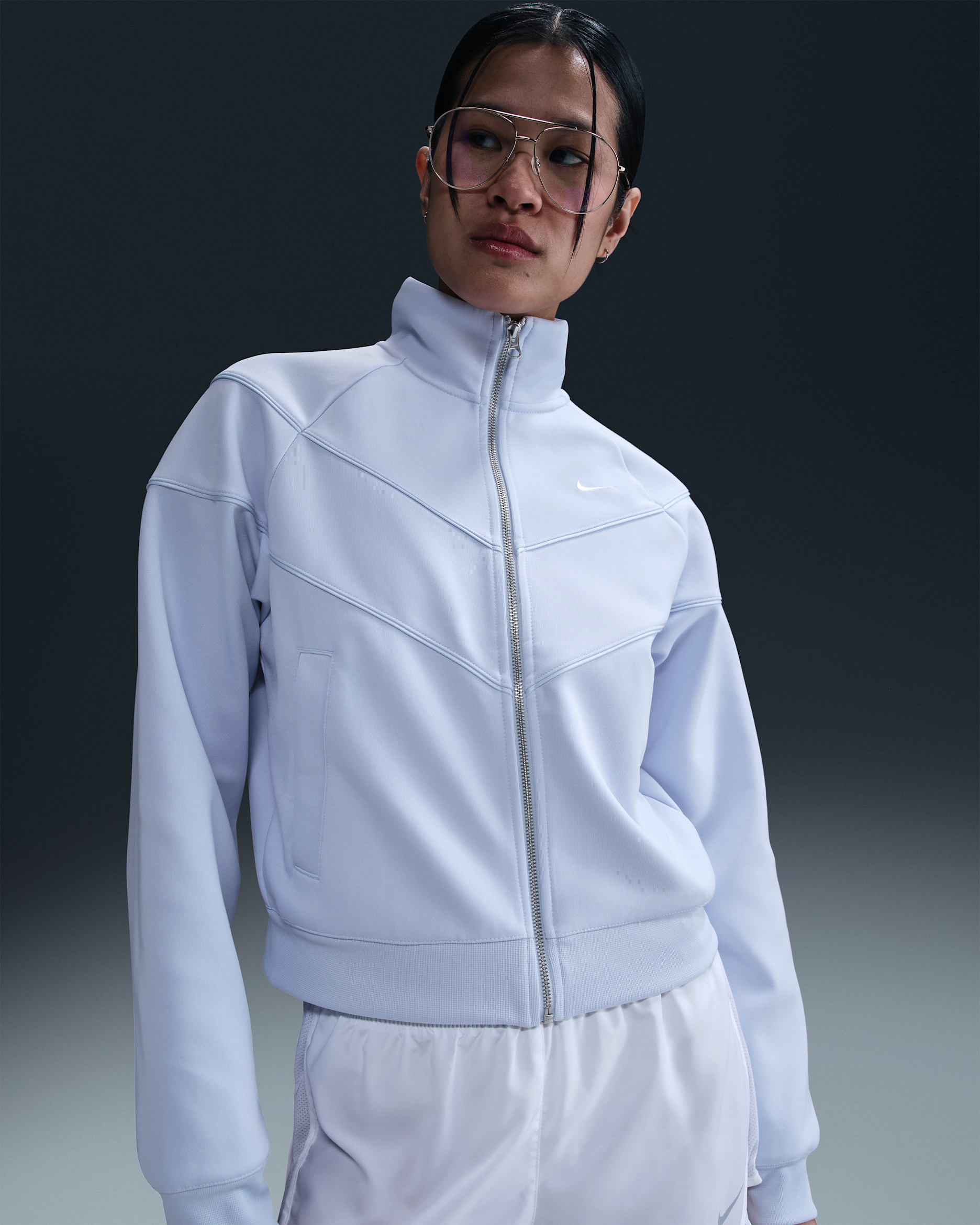 Nike Sportswear Windrunner Örgü Kadın Ceketi - Blue Tint/Beyaz