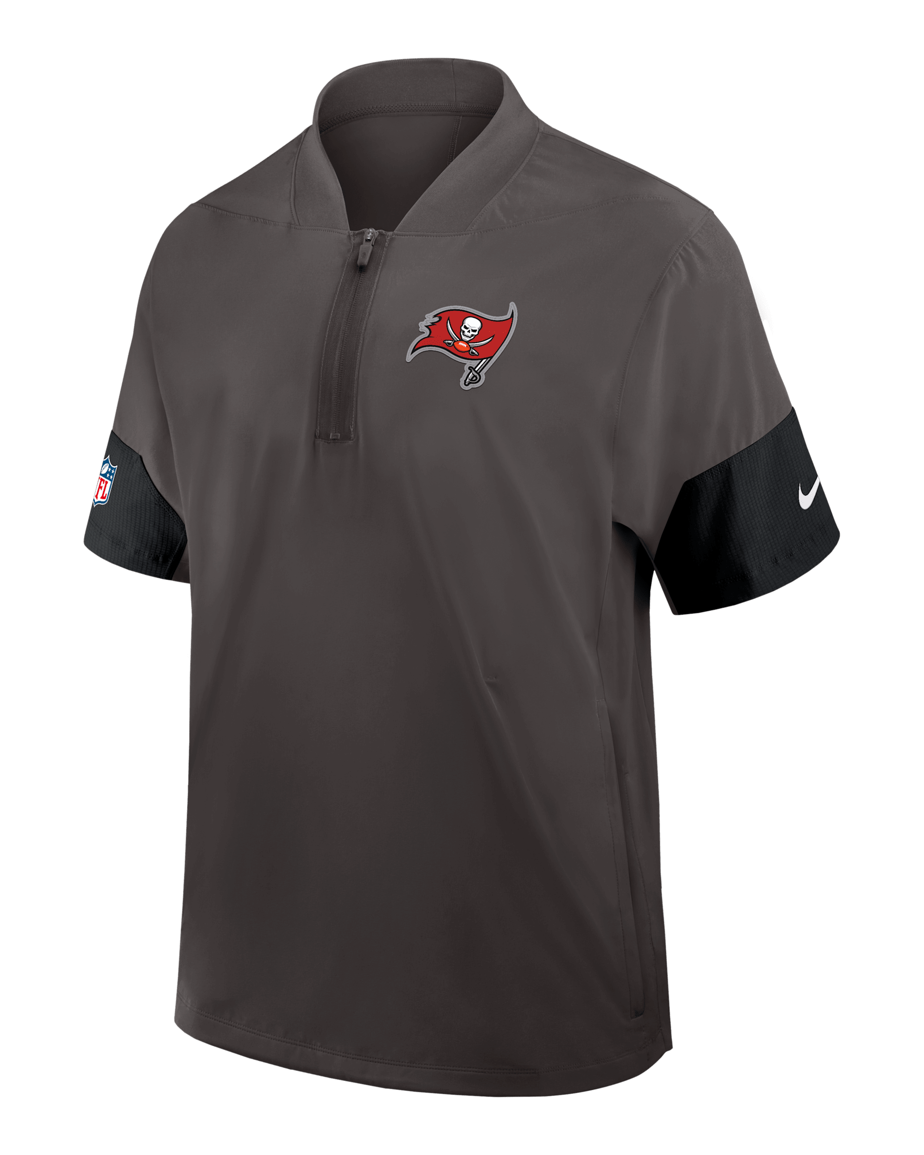 Tampa Bay Buccaneers Sideline Coach Men's Nike NFL 1/2-Zip Short-Sleeve Jacket - Grey