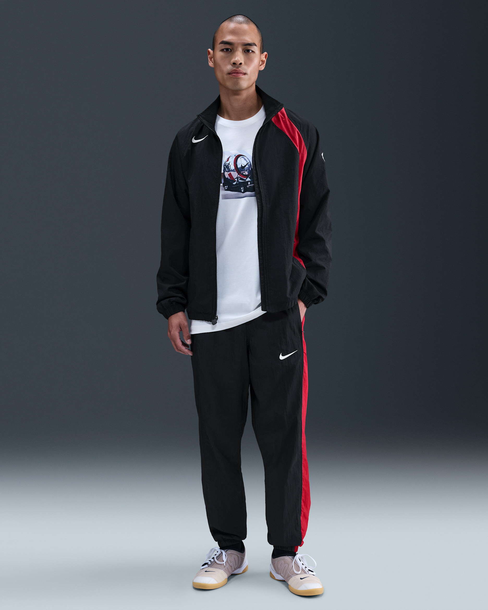 Nike Total 90 男款 Repel 足球田徑長褲 - 黑色/Gym Red/Sail