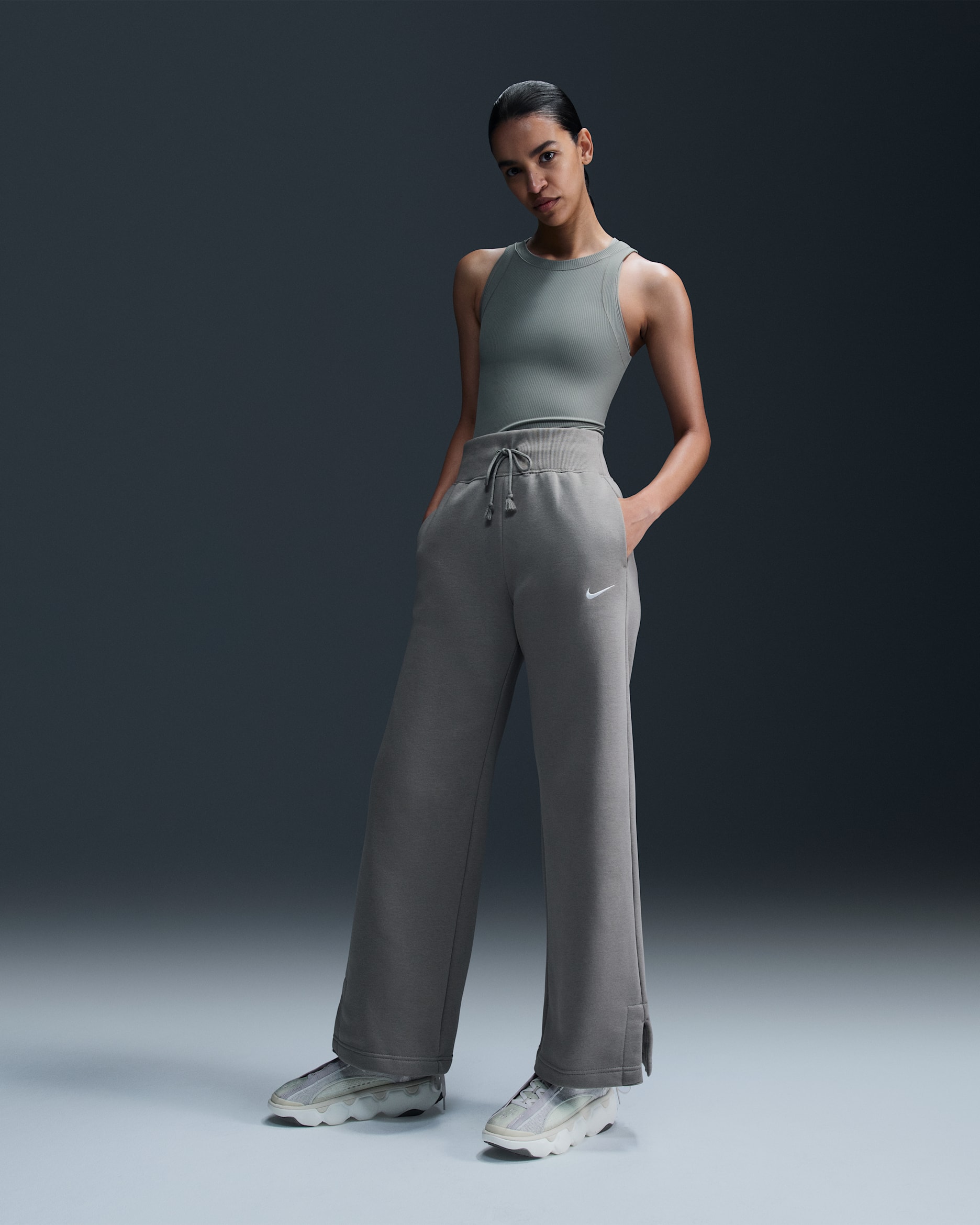 Nike Sportswear Phoenix Fleece Women's High-Waisted Wide-Leg Sweatpants - Light Army/Sail