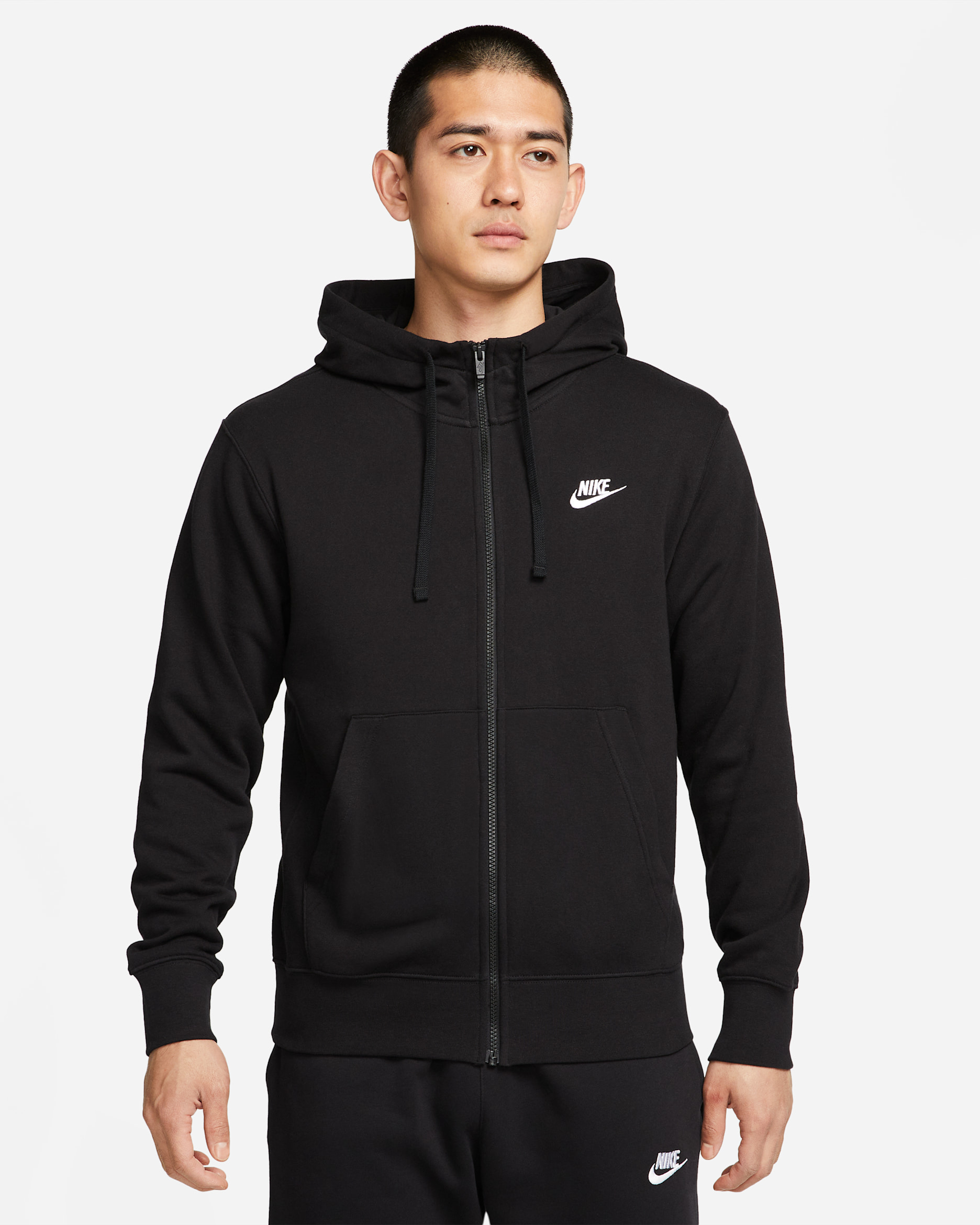 Nike Sportswear Club Men's Full-Zip Hoodie - Black/Black/White