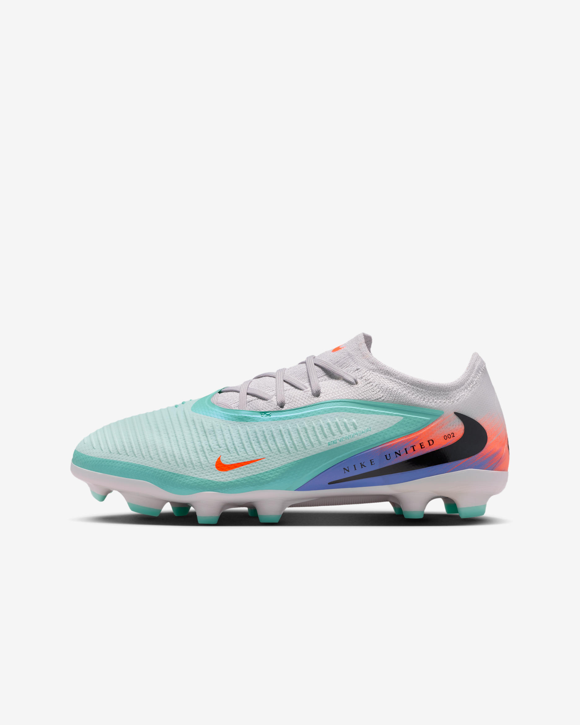 Nike United Jr. Phantom 6 Low Pro Fußballschuh für verschiedene Böden (ältere Kinder) - Pistachio Frost/Hyper Orange