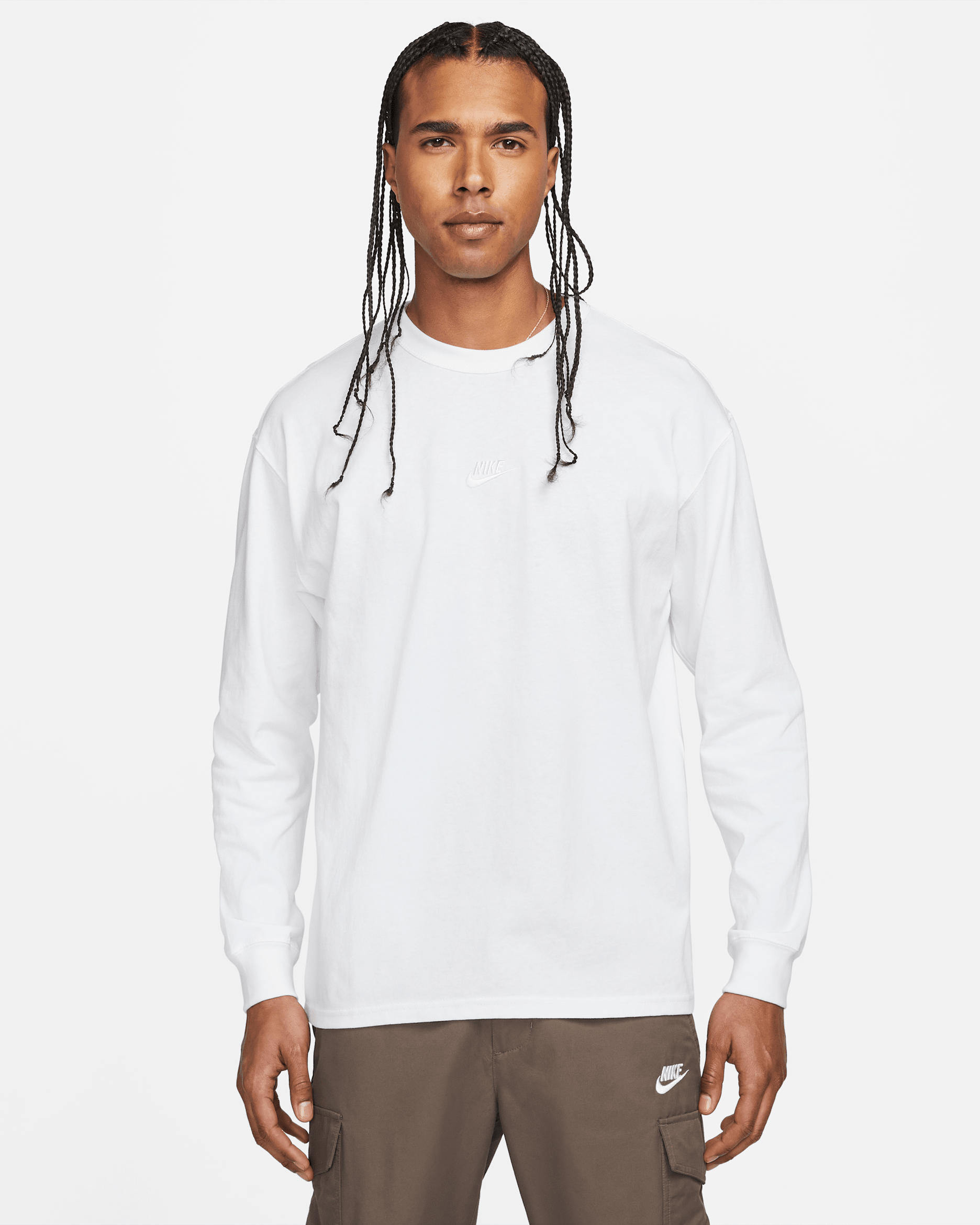 Ανδρικό μακρυμάνικο T-Shirt Nike Sportswear Premium Essentials - Λευκό/Λευκό